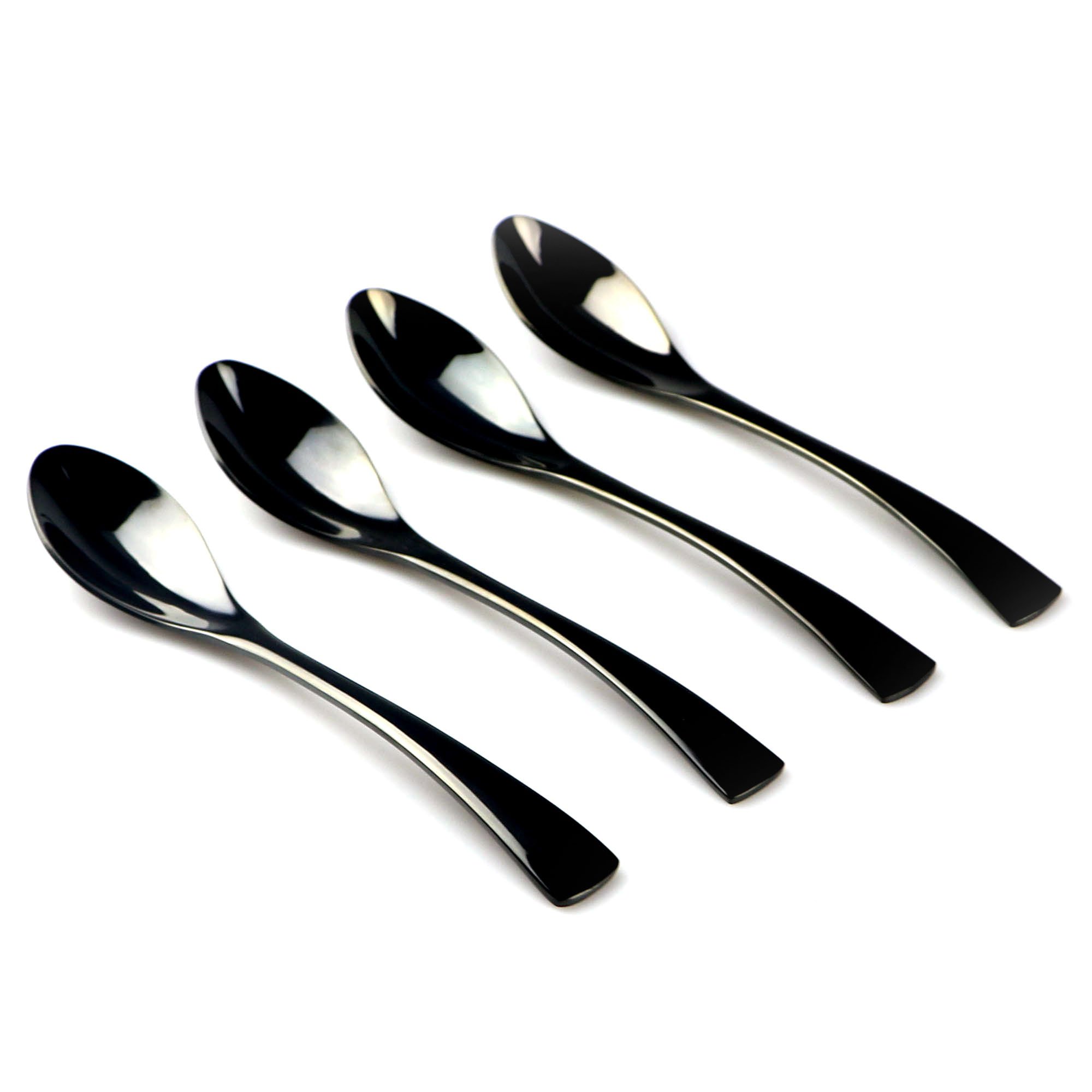 BRIIEC Luxury Mirror Polishing Black 8 Pieces 18/10 Stainless Steel Teaspoon set