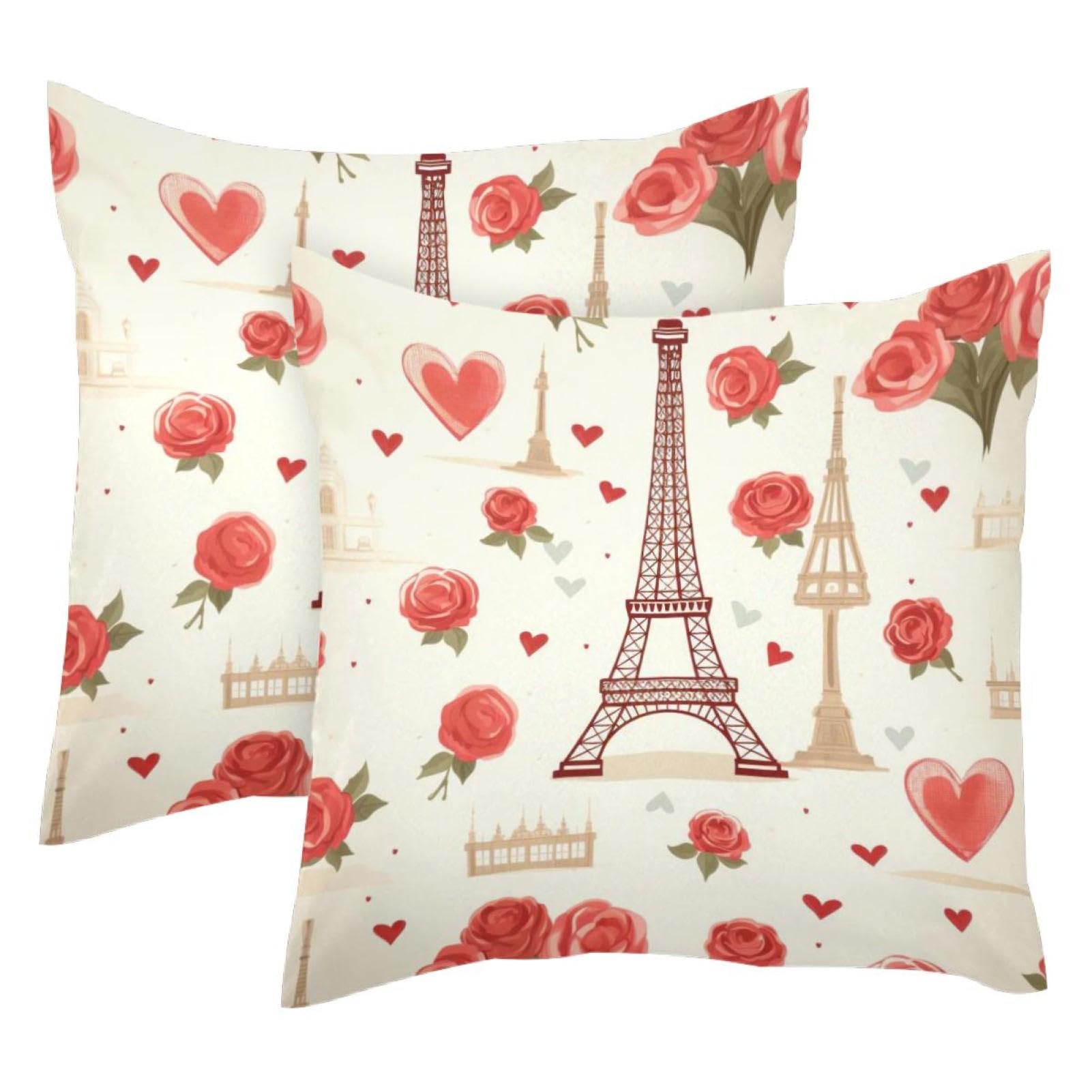 Housses de coussin velours motif Tour Eiffel pour déco salon romantique