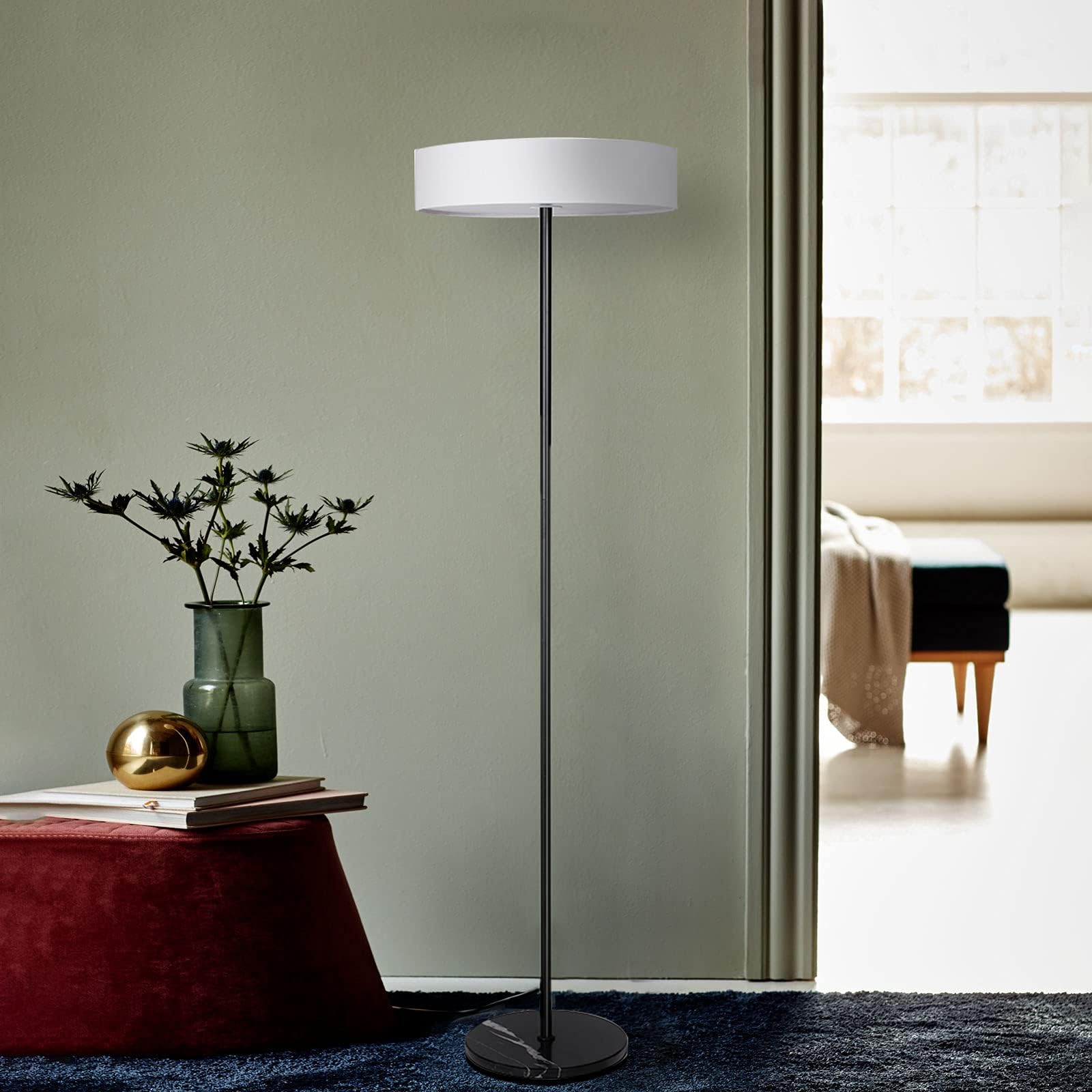 Black Floor Lamp for Living Room for Home Office with 7W led Bulb 63"H(Black)