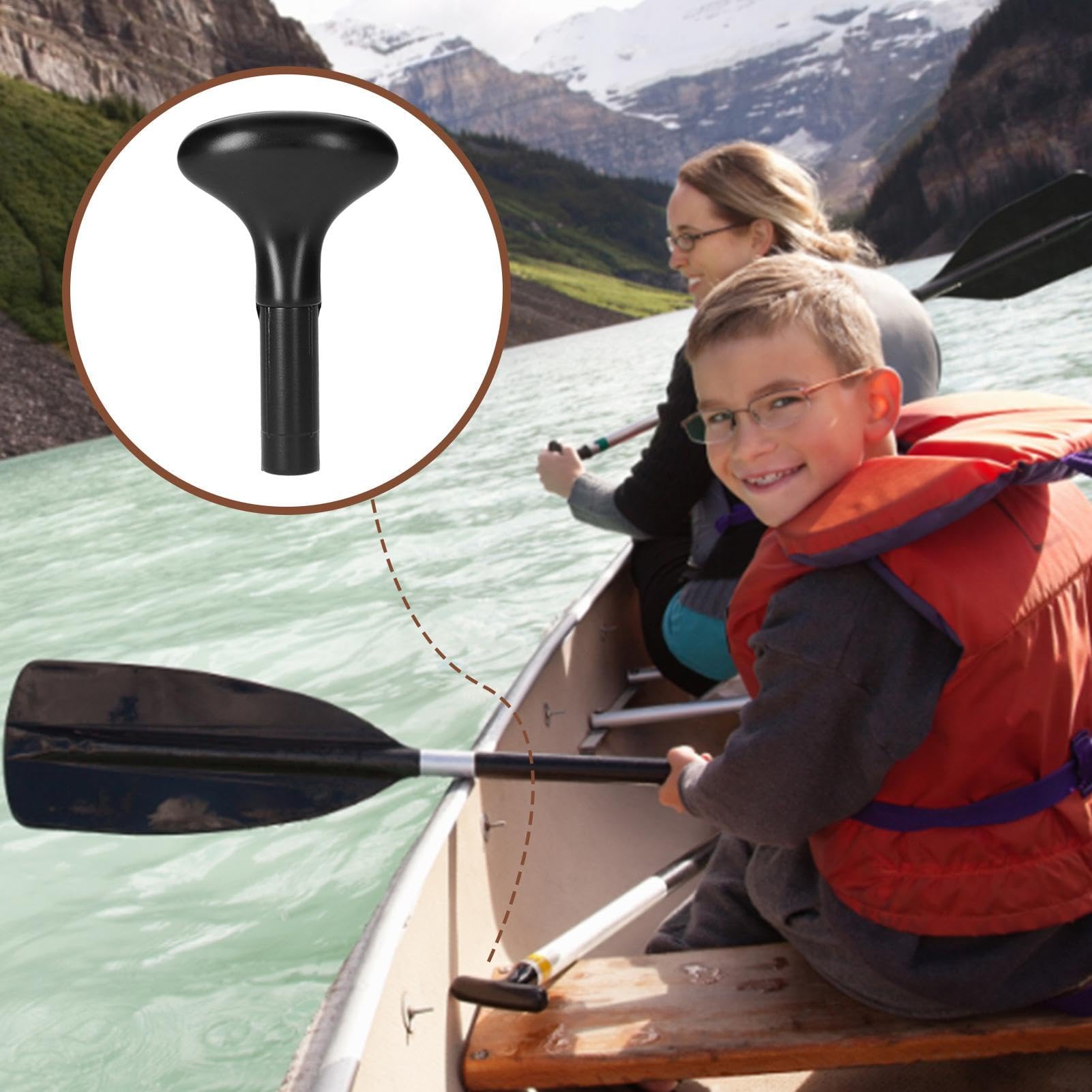 FACULX Manico A T Per Pagaia Da Canoa E Kayak - Impugnatura Di Ricambio In Nylon E ABS, Facile Da Installare, Adatta Alla Maggior Parte Delle Pagaie - 4