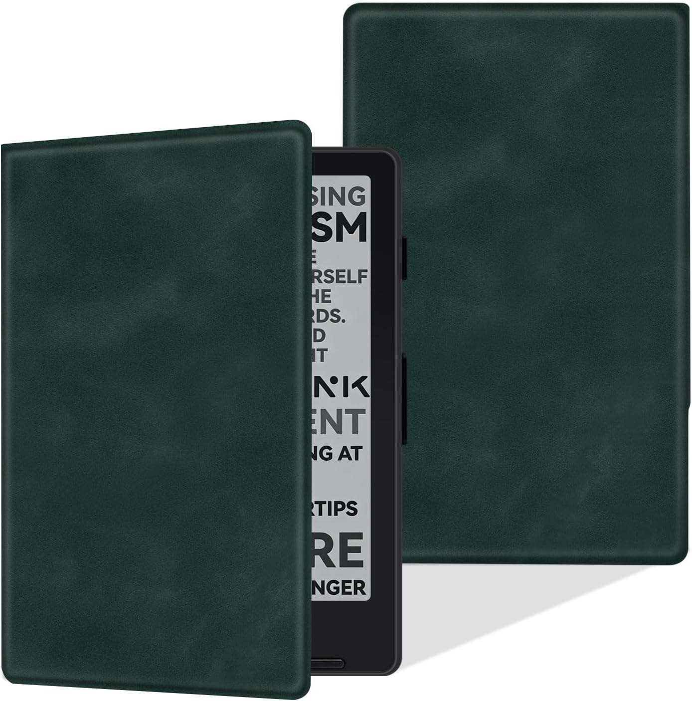 Capa fólio magnética para Xteink X4 eReader 11 cm, capa fina e leve de couro PU premium com fecho magnético (verde escuro)
