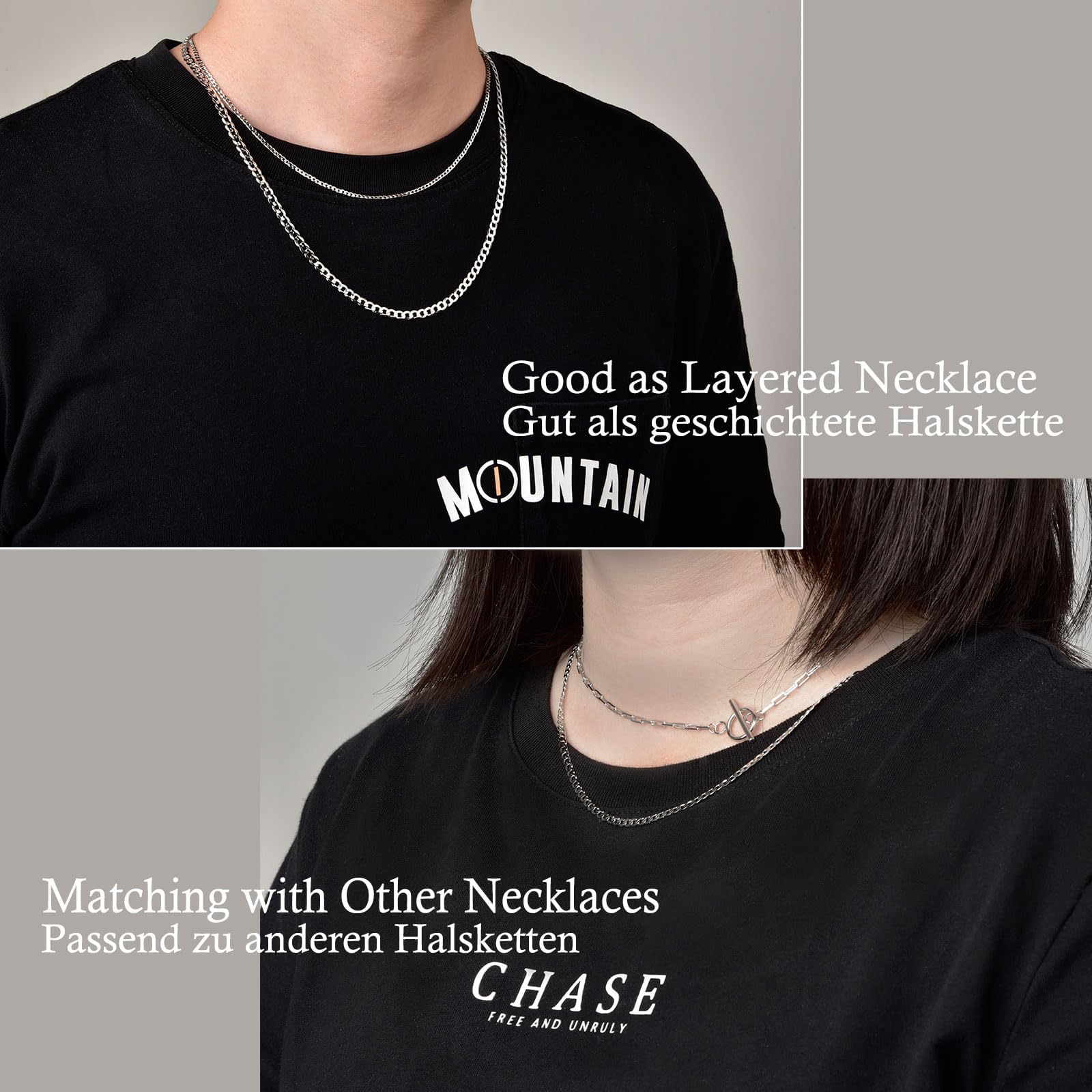 925 Sterling Silber Panzerkette Echt Silberkette für Herren Damen 2/3/4mm Breite Dünn Superflache Mehrreihige Kette Hochwertige klassische Halsketten für den Alltag 45–65 cm