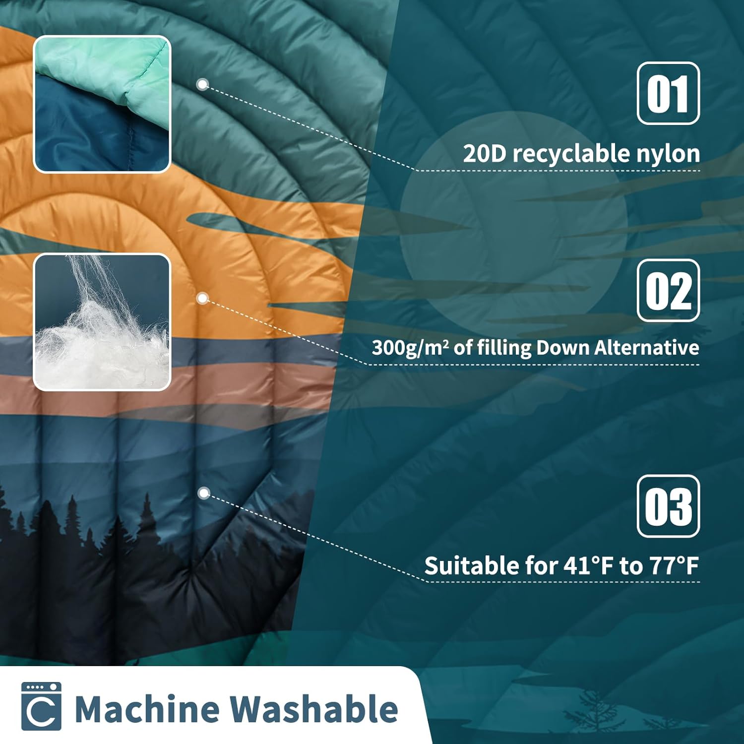 Camping Blanket,Lightweight Puffy Printed Camping Blanket Packable Outdoor Blanket for Camping,Traveling, Stadium, Hiking, Picnics - Image 3