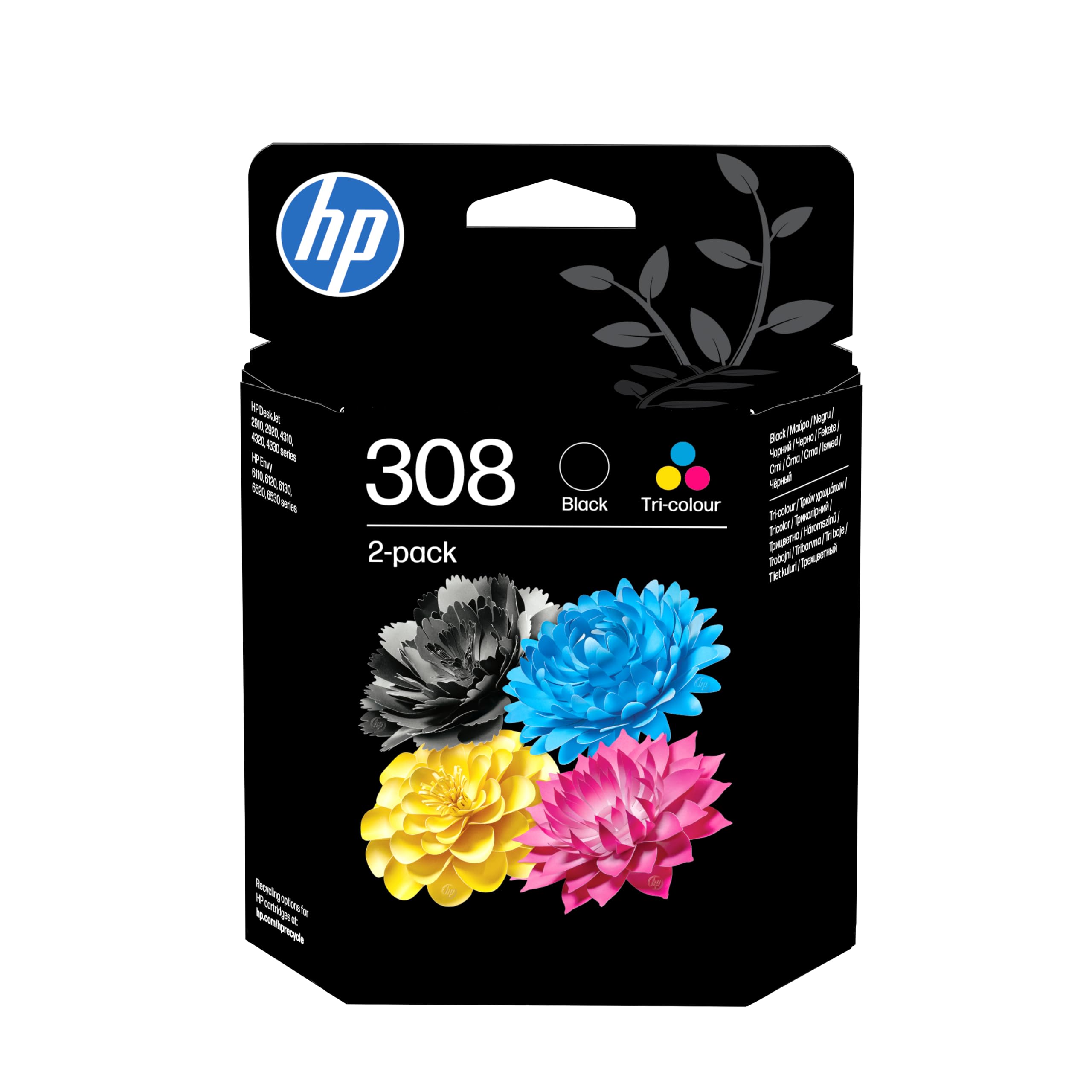 HP 308 Black / Tri-color & Combo Pack Original, Ink Cartridges, for Envy 6520