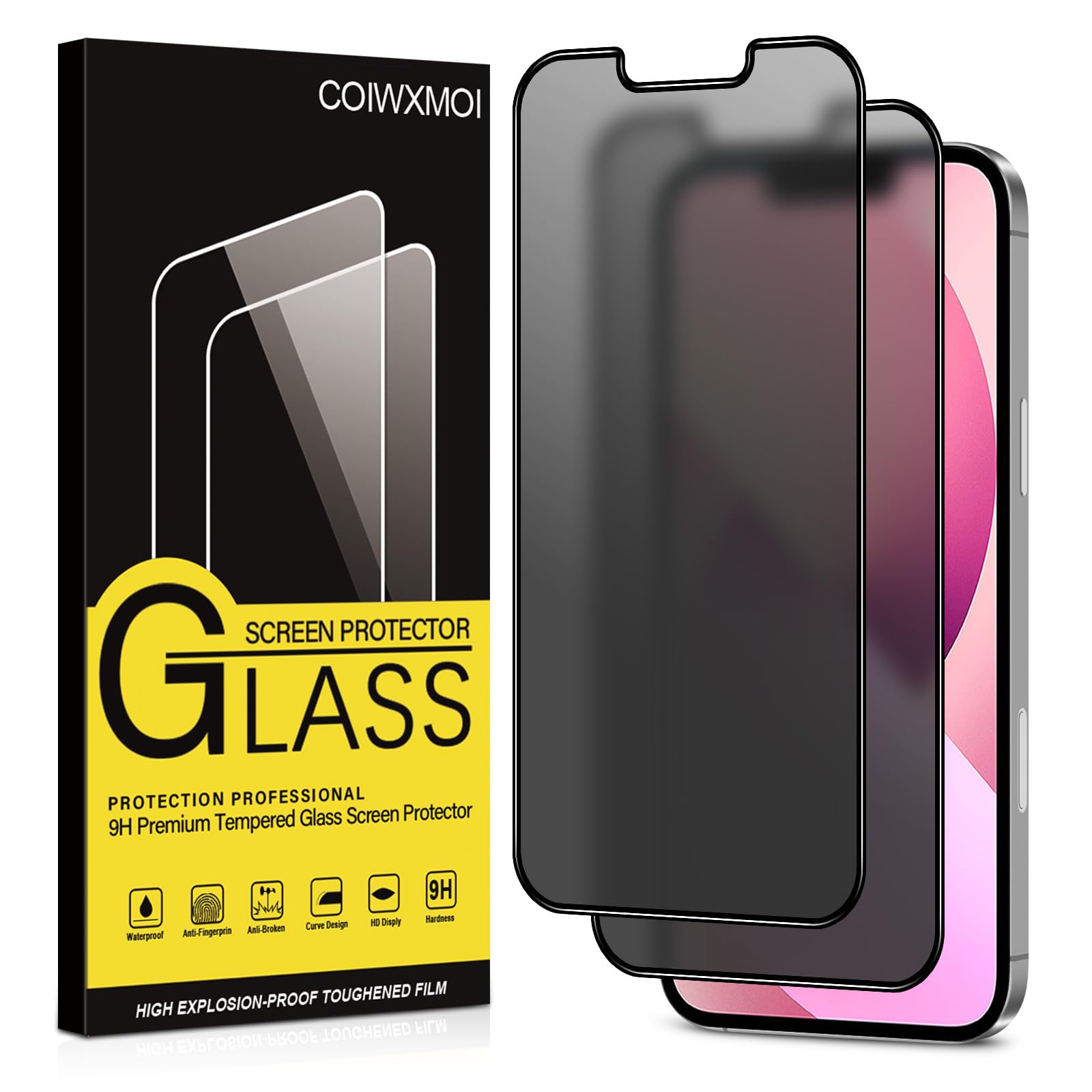 Coiwxmoi Protector de Pantalla Mate Privacidad para iPhone 13 mini,Cristal Templado Mate Anti Espía,9H Dureza Antiarañazos Antihuellas Sin Burbujas Privacy Vidrio Glass Protector Película,2 Piezas