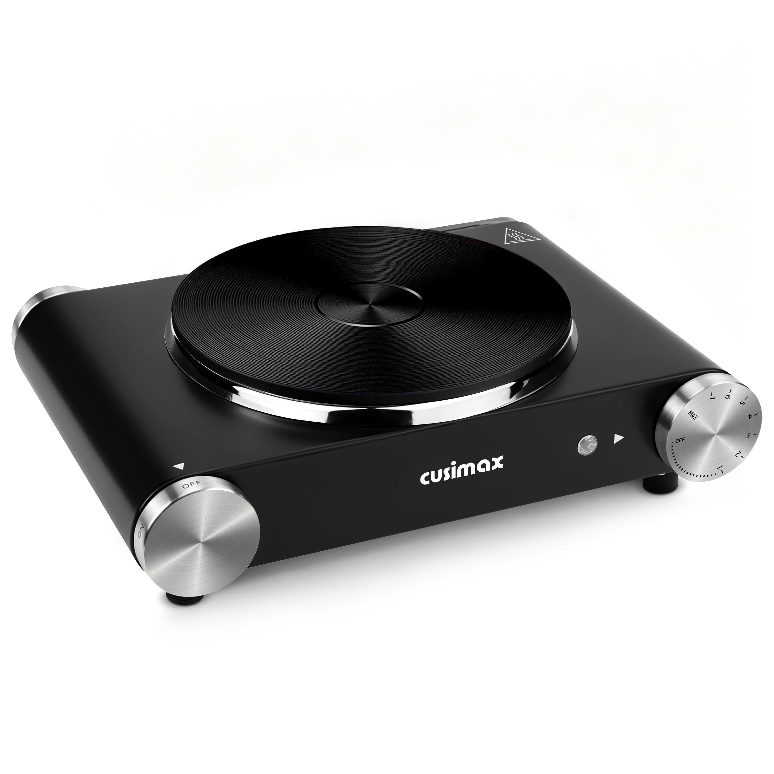 CUSIMAX Electric Hot Plate for Cooking Portable Single Burner 1500W Cast Iron hot plates Heat-up in Seconds Adjustable Temperature Control Stainless Steel Non-Slip Rubber Feet Upgraded Version B101