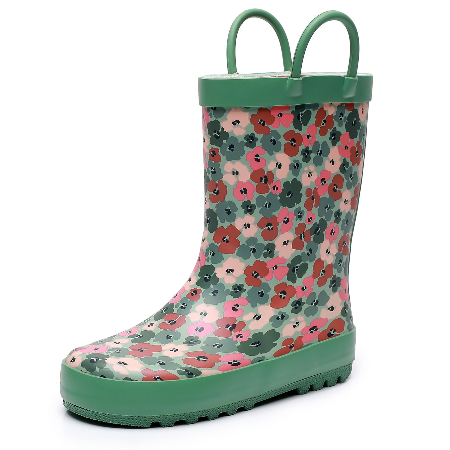 LANCDON Kids Rain Boots with Easy-On Handles - Waterproof Rubber Boots for Girls & Boys, Fun Animal Patterns & Non-Slip Sole