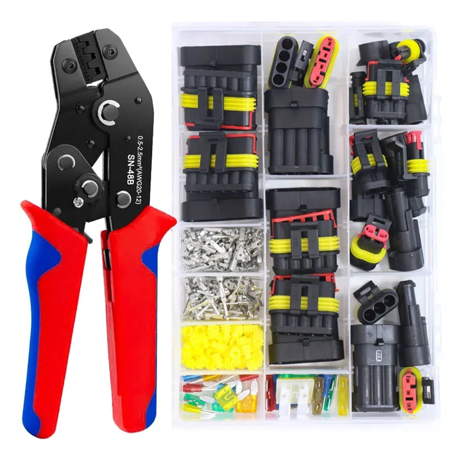 Ewsdsfs Sn-48B 240Pcs 48B 240Pcs Automotive Wire Connectors Kit Crimpers With Ratcheting Crimper Tool, Crimping Car Application