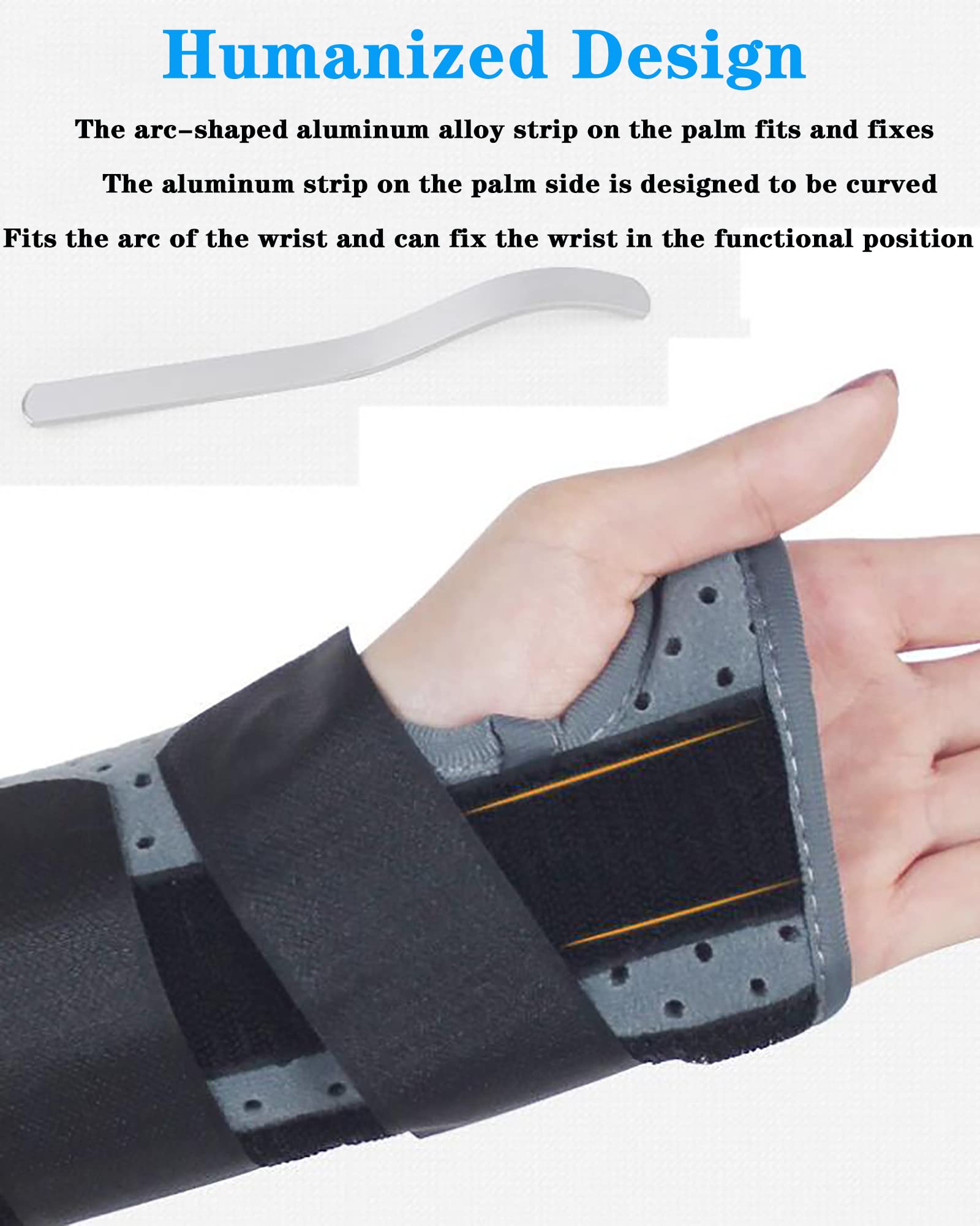 Eslinga de brazo portátil Banda de fijación de fracturas de mano ajustable Inmovilización nocturna Férula de muñeca Soportes para aliviar el dolor, izquierda, M (derecha L)