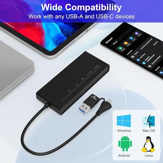 Memory Stick pro Duo Card Reader - USB C USB3.0 7-in-2 Micro SD/SDHC/SDXC/XD Picture Card SD/TF/XD/MS/CF Multifunction Card Reader for PC, Android, Windows, Mac, Linux