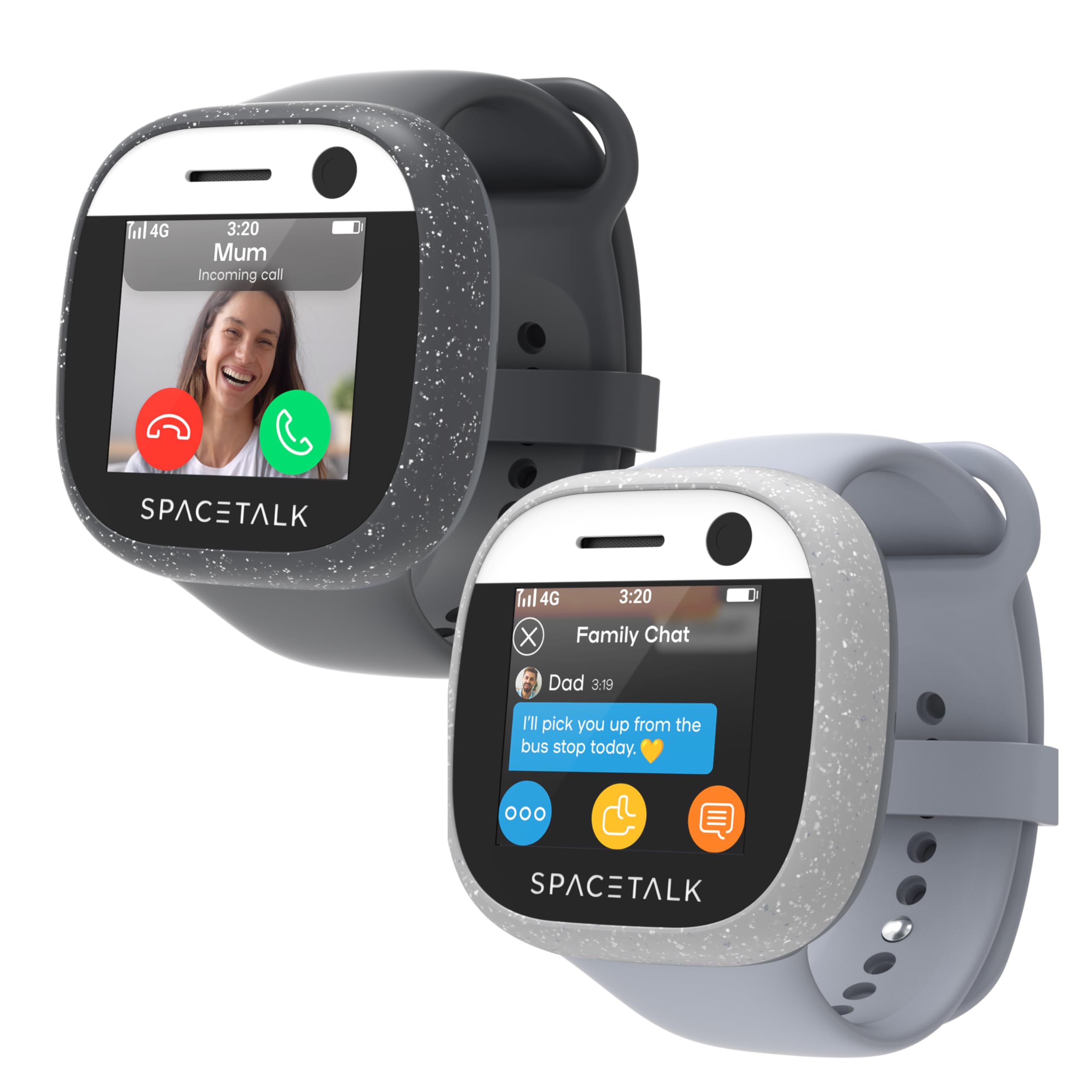 SPACETALK Adventurer Smartwatch 2-Pack (Midnight & Cloud) | Kids 4G Smart Watch with GPS, Text & Video Calling | 5MP Camera | Splashproof | SIM Included | Tough Screen | Mobile Plan Required (Sold Sep