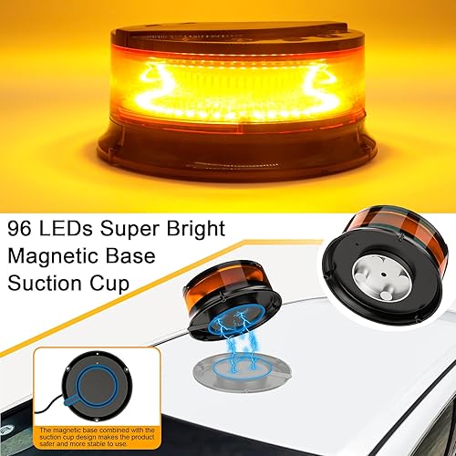 Miniatura 3 de Luz de faro, luces estroboscópicas LED de emergencia para vehículos, luces de advertencia de seguridad, 96 LED, 16 modos intermitentes, luces de