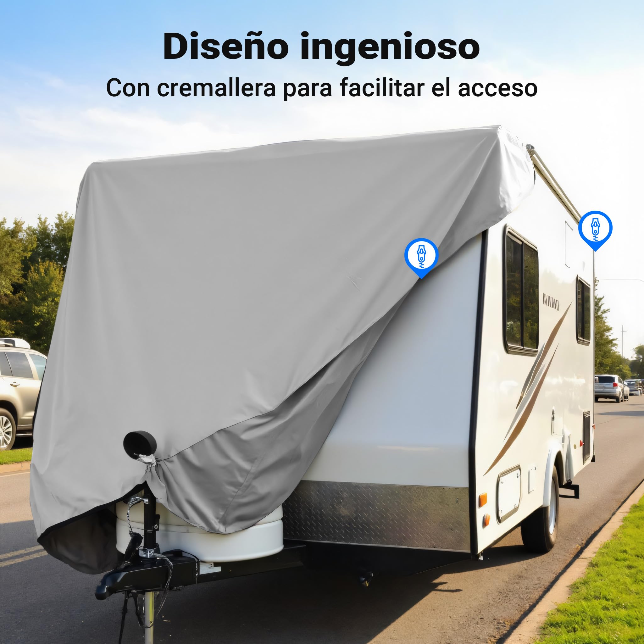 Cubierta Protectora para caravanas remolques 426x225x220cm S Lona Cobertura Toldo protección Funda