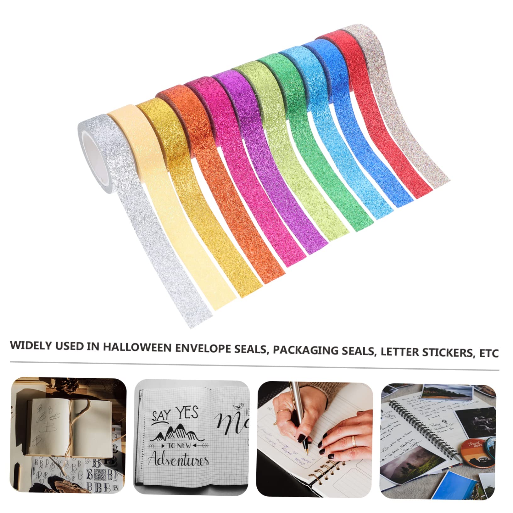 TEHAUX 24 Rollos Cinta washi Brillar Pegatinas Extra Ancho arcoíris Cinta magnética Cinta Adhesiva Cintas de Cuentas a Mano Cinta de Diario Navidad Decorar Japón Cinta de Papel