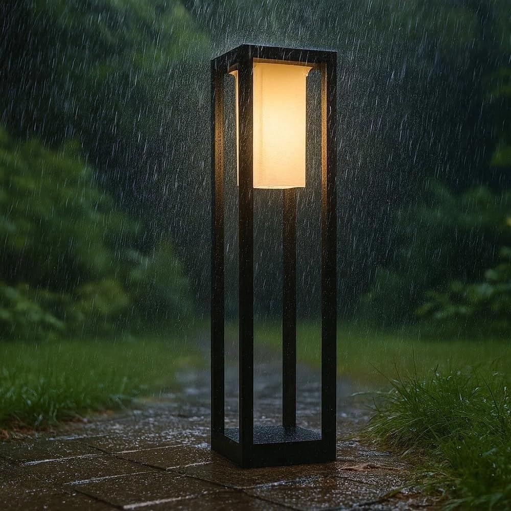 Lampioncino da Giardino Moderno Nero IP65 Alluminio 60cm E27 PT02
