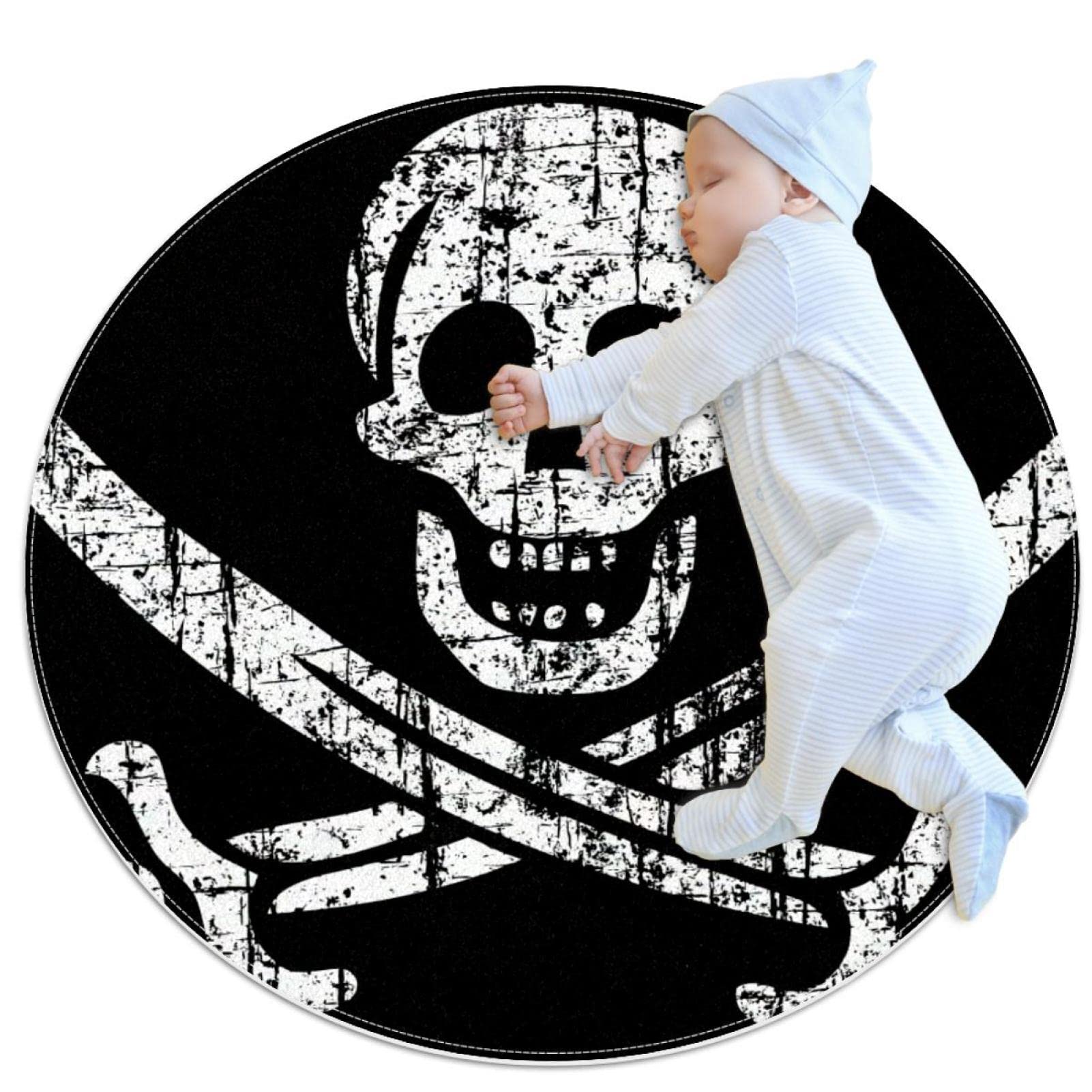 Tapis de jeu pour enfants pirate Jolly Roger 80x80cm, le cadeau d'anniversaire rond idéal
