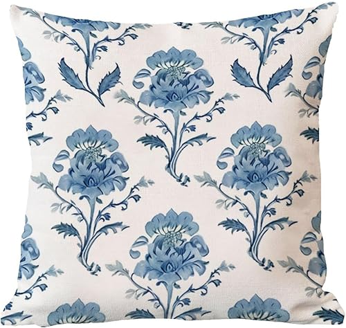 Miniatura 6 de Mughal - Fundas de almohada de monzón de flores chinoiserie, funda de almohada asiática, funda de cojín azul de 18 x 18 pulgadas, funda de almohada