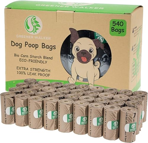Miniatura 9 de Greener Walker Bolsas para excrementos de perros 540 bolsas extragruesas fuertes 100 a prueba de fugas biodegradables para perros verde Marrón,