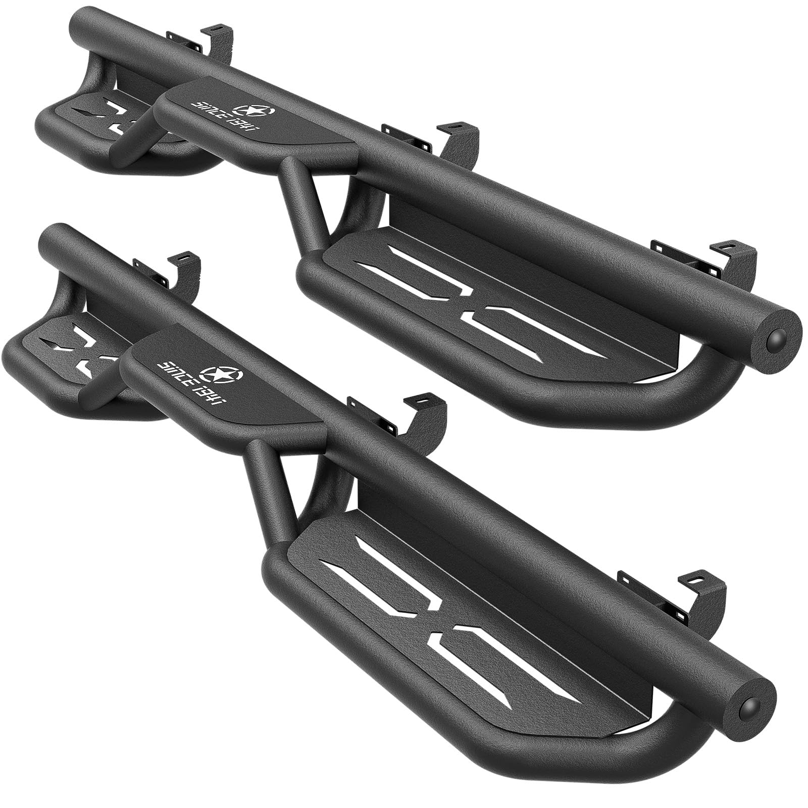 OBNAUX Running Boards Side Steps Compatible with 2018-2026 Jeep Wrangler JL JLU Unlimited 4 Doors (Include 4XE Model), Two Stairs Design Nerf Bars