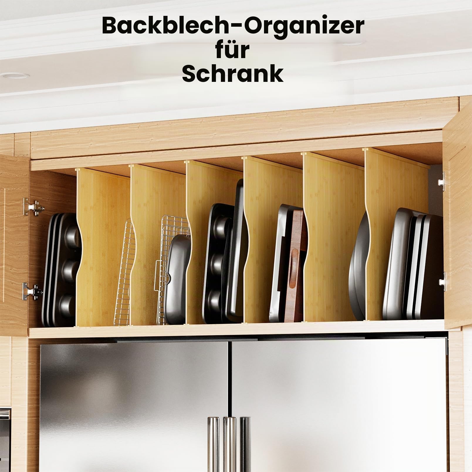 SpaceAid Trennwände für Schränke, Bambus, Küche, Kekse, Backblech, Organizer für Schrank, vertikale Pfannen und Tabletts, Organizer für Speisekammer, 6 Stück