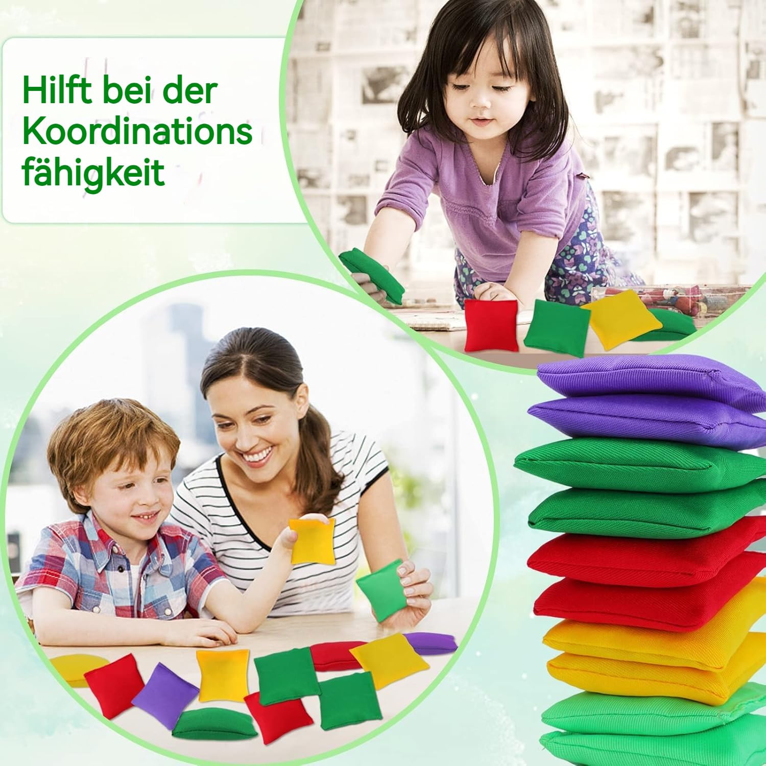 Bean Bags Tczecoo 30 Stück Sitzsäcke, Nylon-Sitzsäcke, Cornhole Säckchen, Sitzsack-Wurfspiel, Beanbags Kinder Werfen Spiel Für Spaß Sport Party Spiel Familienspiele Karneval, 10x10cm