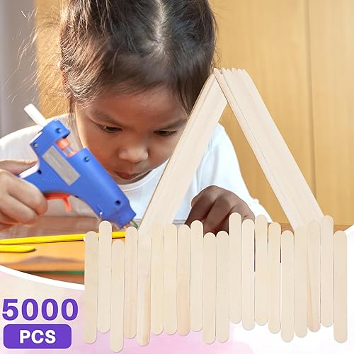 Miniatura 4 de Sintuff 5000 palitos de madera grandes de madera de álamo para manualidades, palitos de madera de 6 pulgadas, palitos de helado de madera