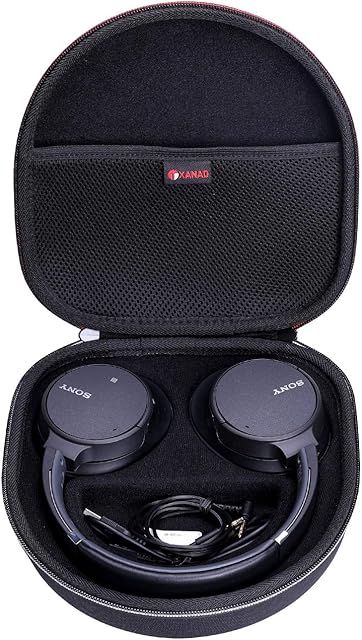 XANAD Case for Sony WH-CH710N / Sony WH-CH700N Noise Cancelling Wireless Headphones,Hard Carrying EVA Storge Bag - Black(Black Lining)