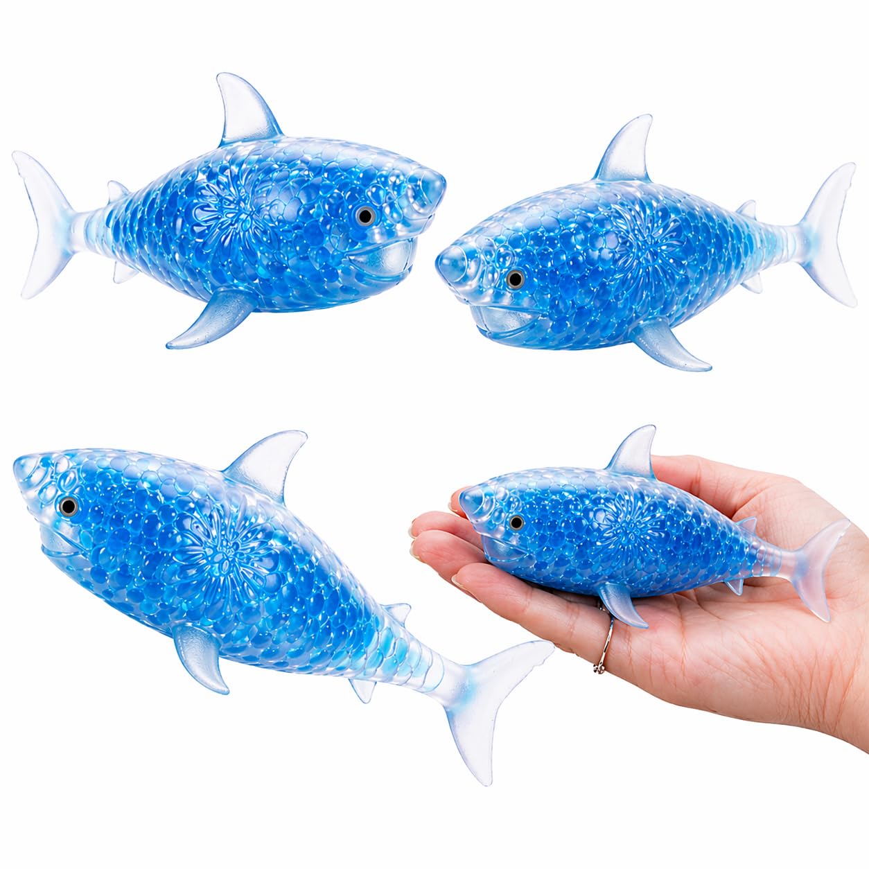 3Pcs Blue Shark Anti Stress Squeeze Balls for Anxiety, 14cm Sensory Fun Toys, Stretchy Toys for Kids and Adults, Party Bag Fillers — image 1