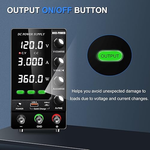 Vista 19 de NICE-POWER Fuente de alimentación de CC variable 30V 10A, fuente de alimentación de banco de CC regulada ajustable