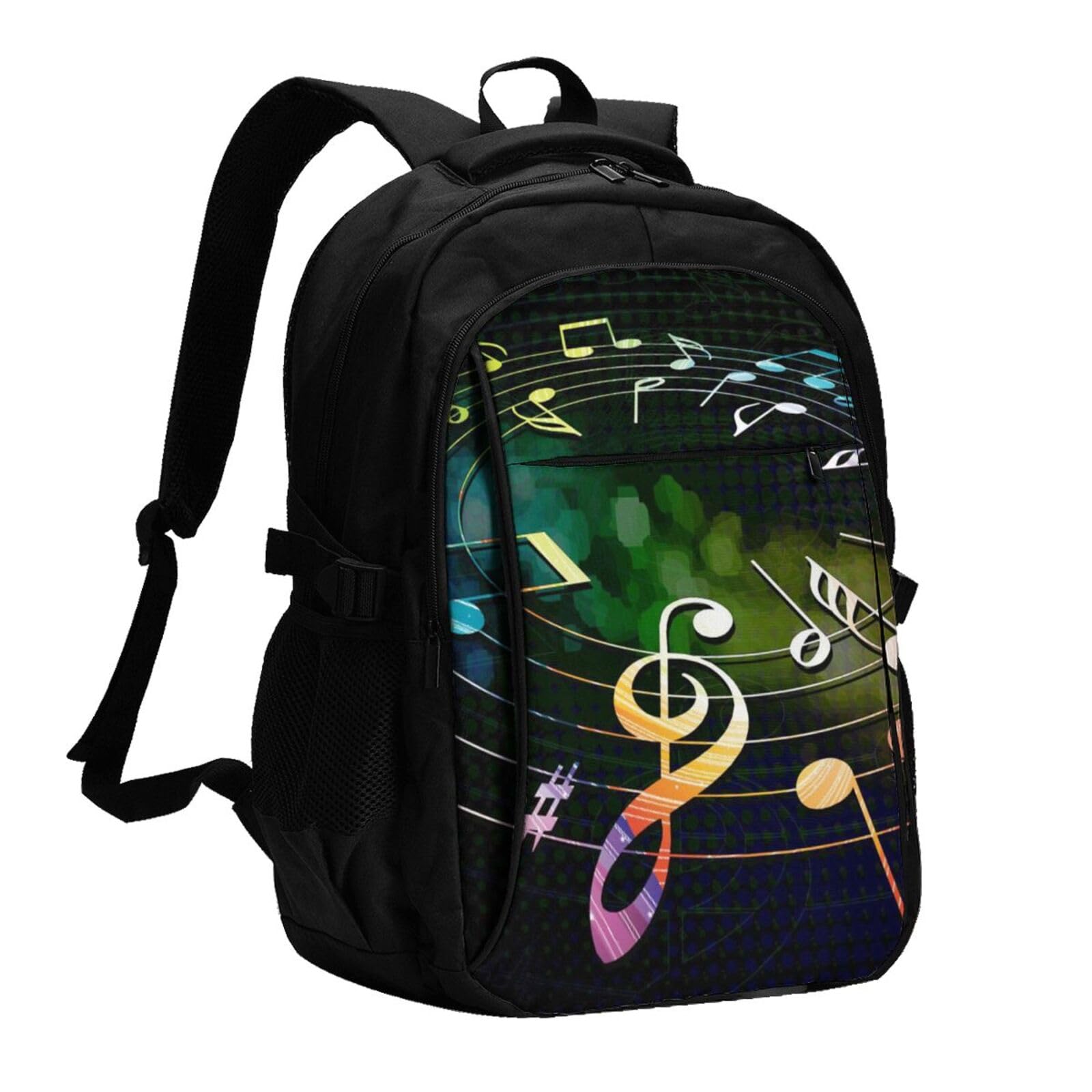 InOmak Bunte Musiknoten, Reiserucksack, Freizeitrucksack, Schulrucksack, Laptop-Rucksack für Damen und Herren