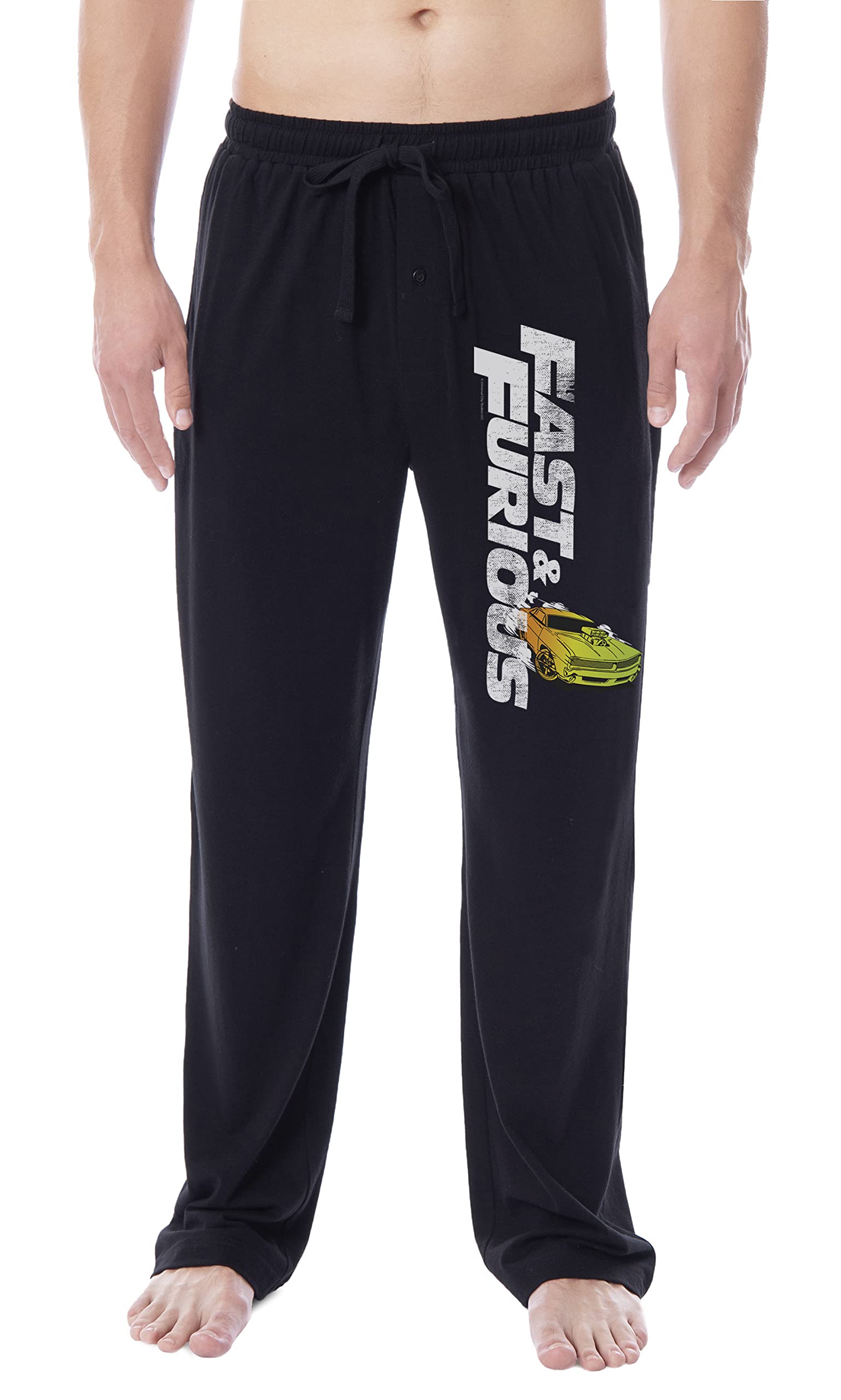 Intimo Men's Black Fast & Furious ' Action Movie Film Title Logo Sleep Pajama Pants, Xl