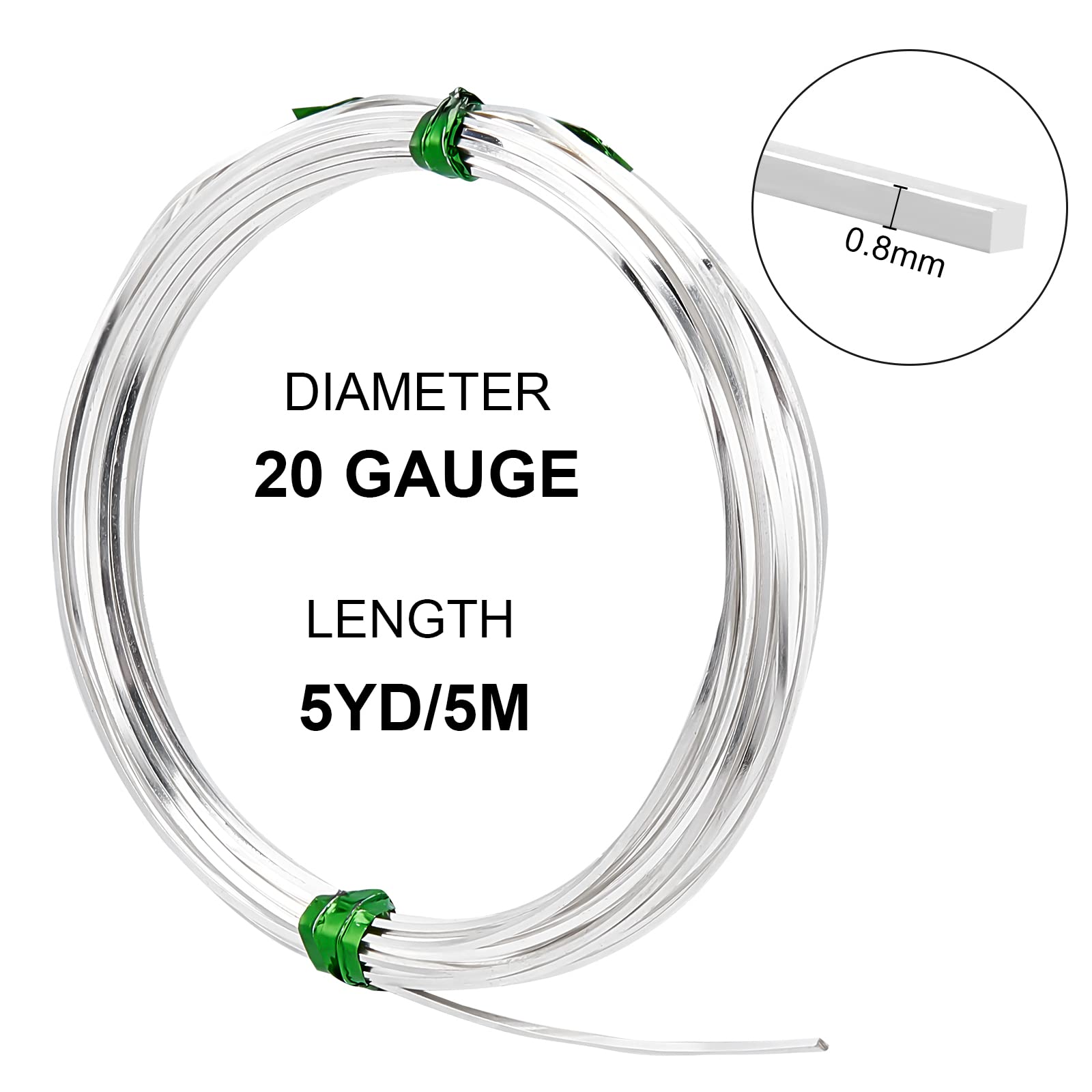 Fil Laiton Carré 0.8mm X 5m - 20 Gauge, Argenté - Pour Bijoux DIY, Bracelets, Boucles D'oreilles