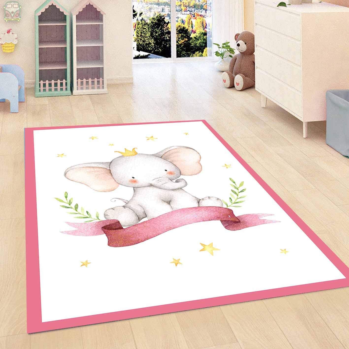 Else Yellow Black White Lines Gray Elephant Boy Kid Room 3D Print Non Slip Microfiber Kids Baby Room Decorative Area Rug Mat