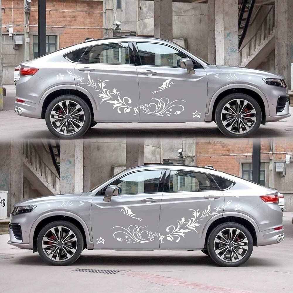 Auto-Stoßstangen-/Fensteraufkleber, Emblem-Aufkleber, Universal-Körperaufkleber, Auto-Styling-Stick, Auto-Vinyl-Aufkleber, 1 Set beidseitige Autoaufkleber, Blumenrebenmuster, Körperaufkleber, Haubenau