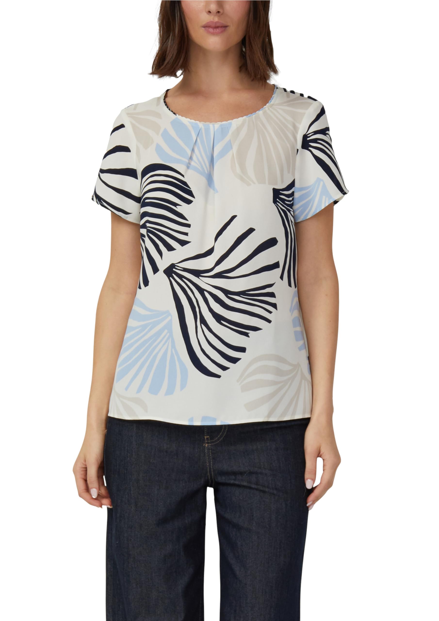 s.Oliver Crêpe-Bluse mit All-Over-Print und Schmuckkante