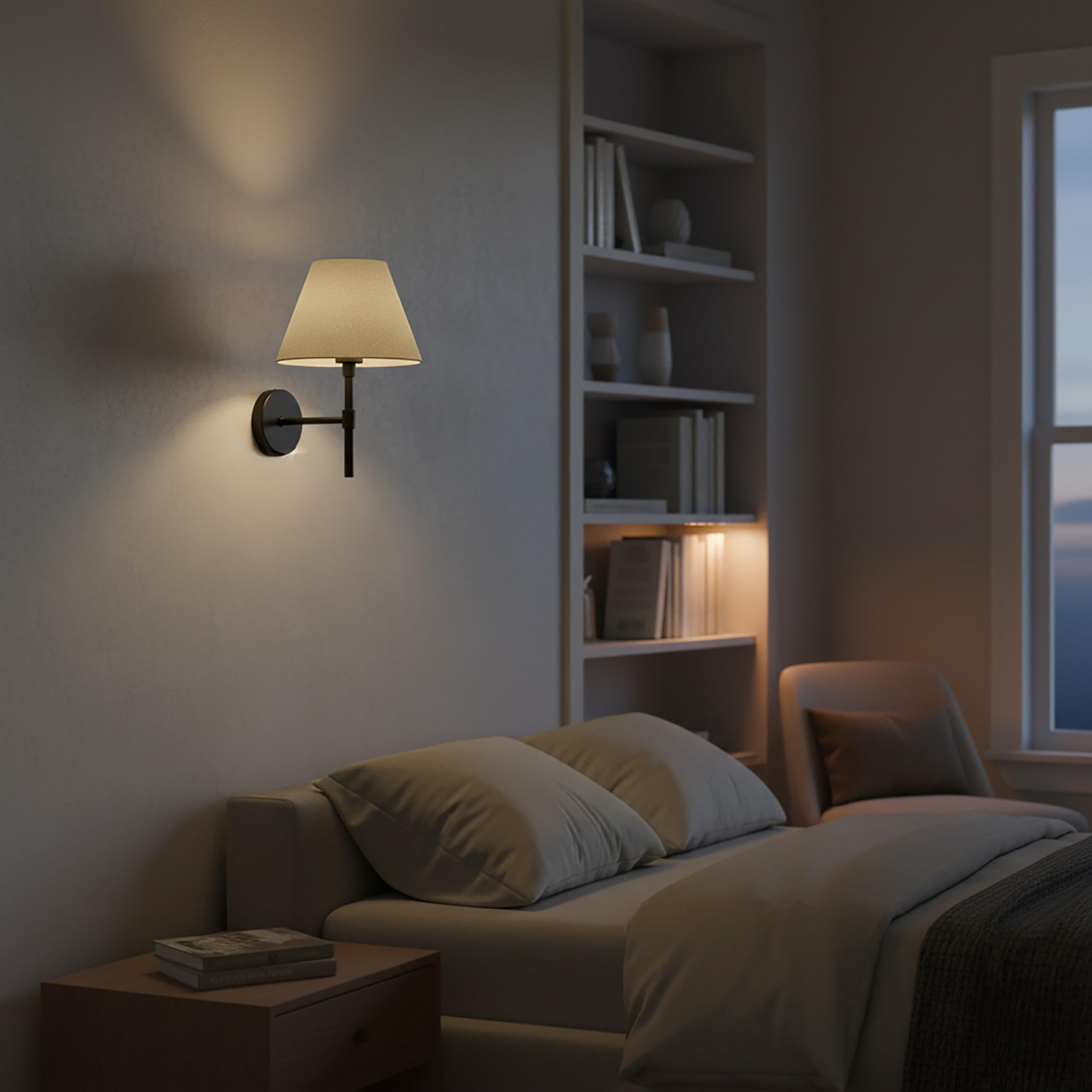 Relaxdays Lampada da Parete, Paralume in Tessuto, Design Minimalista, Attacco E27, 32,5 x 27 cm