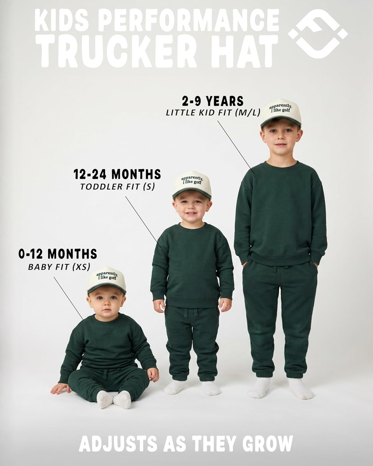 Funky Junque Kids Rope Hat Waterproof Performance 5 Panel Snapback Baseball Cap for Golf, Boys & Girls, 4 Sizes Baby to Youth