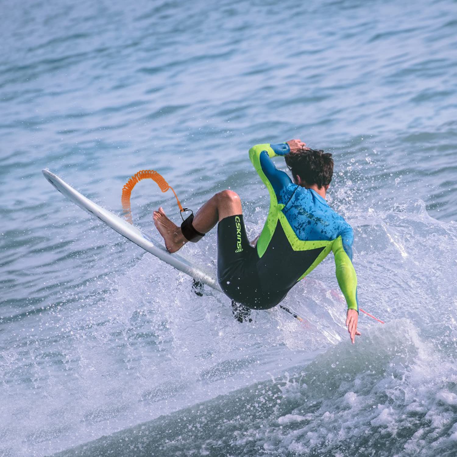 XSHAO® 2 Pezzi Leash Surf, Regolabile Laccio di Sicurezza da Surf 5,5 mm da 10 Piedi con Chiusura in Velcro Cinturino Piedi per Stand-up Paddle Board Tavola da Surf - Nero
