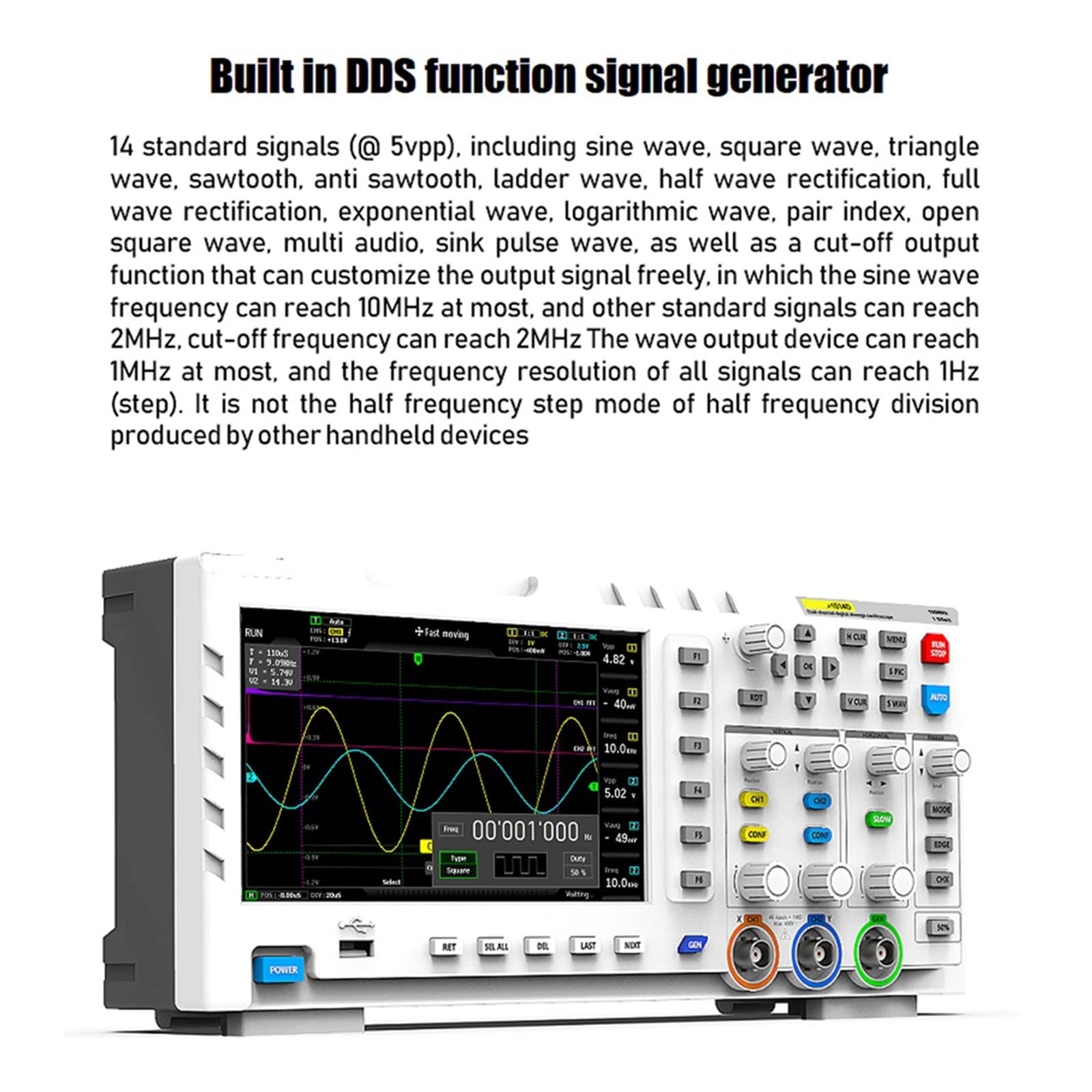 Oscilloscope Numérique 1014D Générateur De Signal D'entrée Double Canal 2 En 1 100MHz * 2 Bande Passante Analogique 1GSa/s Taux D'échantillonnage