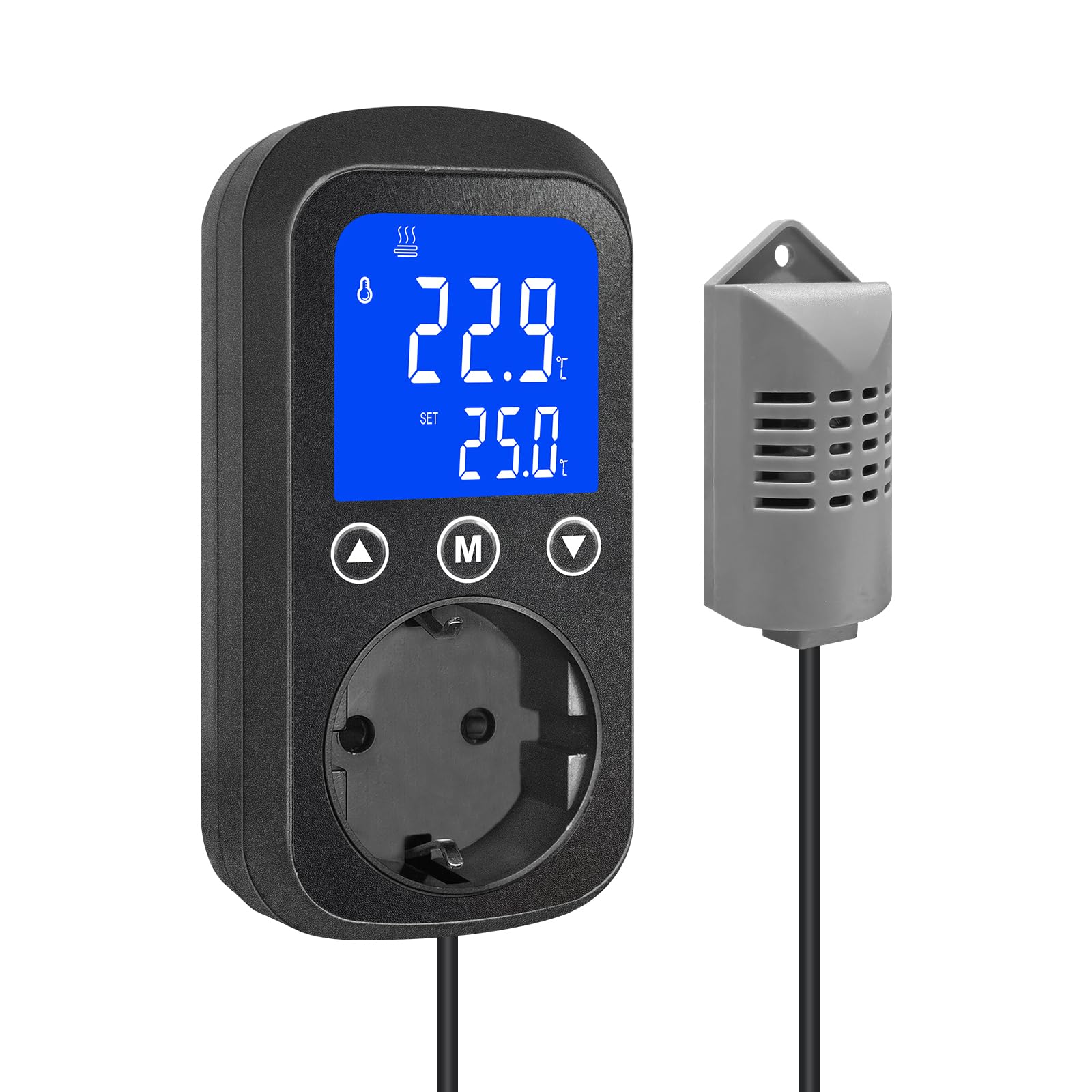KETOTEK KT2200 Controlador de Humedad Digital con Enchufe – Higrostato Digital para Humidificador y Deshumidificador, Ideal para Reptiles, Incubadora, Invernadero
