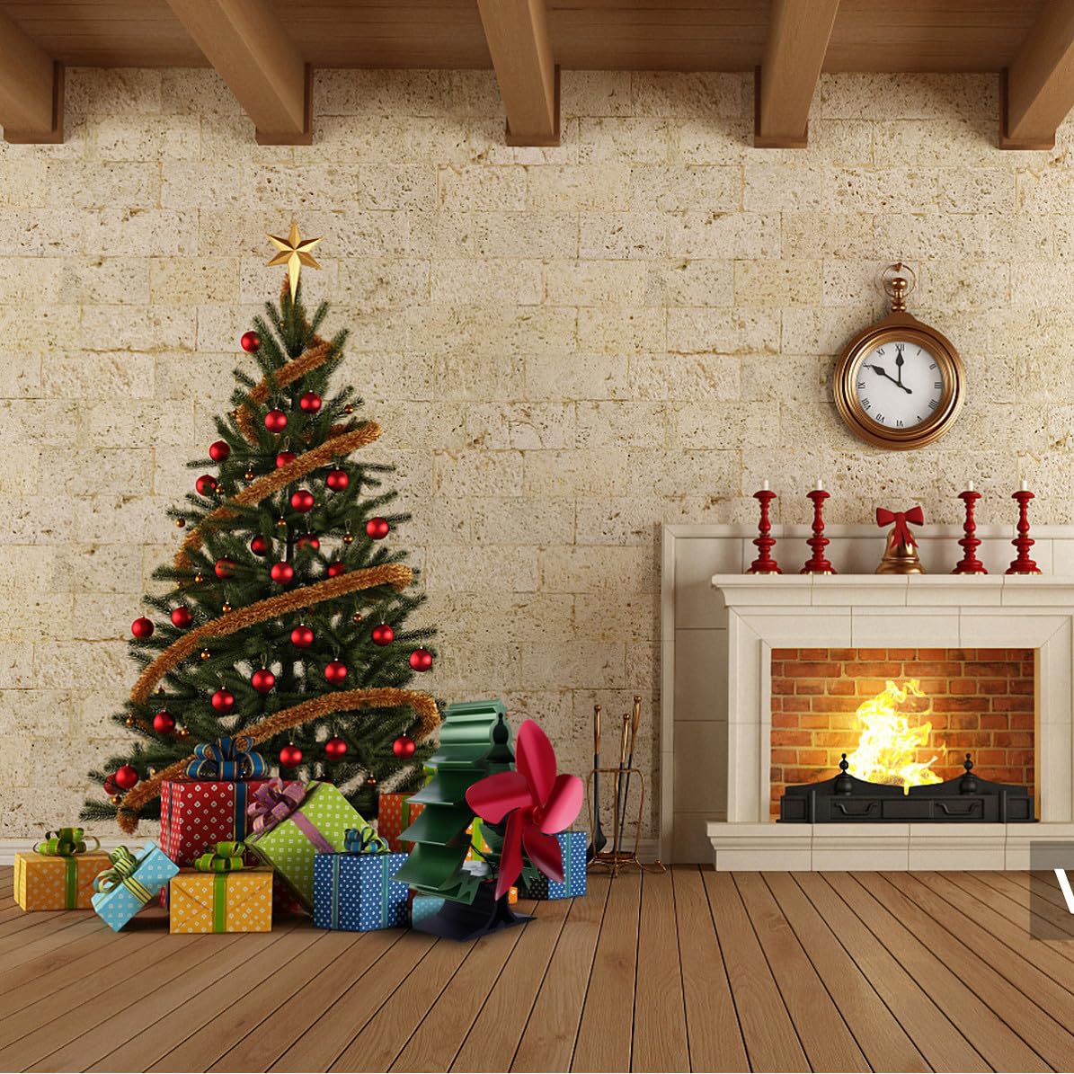 YARNOW Ventilatore Termocamino a Forma di Albero, 5 Pale, Metallo
