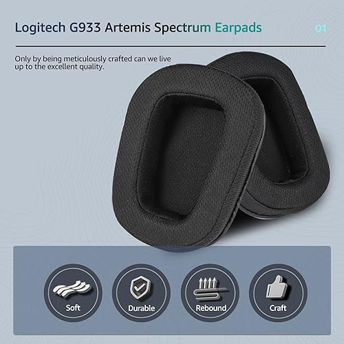 Miniatura 3 de Almohadillas de repuesto de tela para auriculares Logitech G933, también se adapta a auriculares G935 G930 G635 G633 G633S G533 G430 G431 G432 G433,