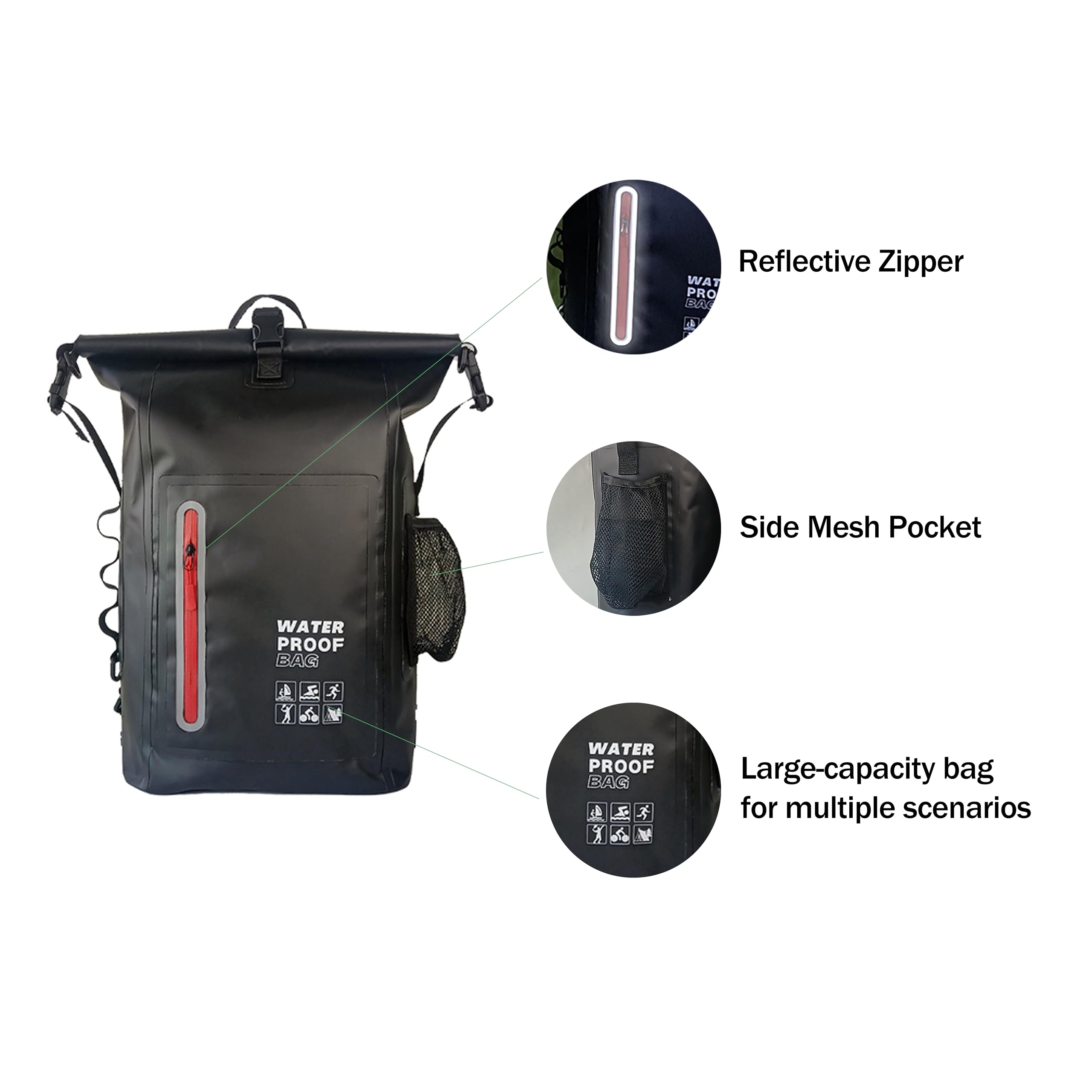 Dry Bag impermeabile 25L fluttuante e leggero sacco asciutto per le donne zaino impermeabile per kayak, canottaggio, pesca, nuoto, campeggio, escursionismo, chiusura roll-top e spallacci
