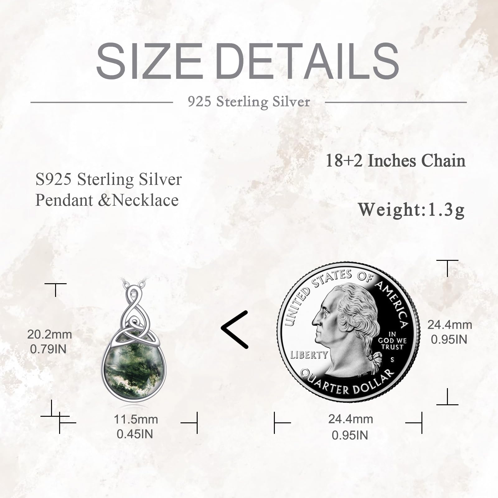 POPLYKE Keltische Knoten Halsketten für Damen 925 Sterling Silber Tränensrope Moos Agat Halskette Irisch Keltischer Anhänger Schmuck Geschenke für Mutter Damen