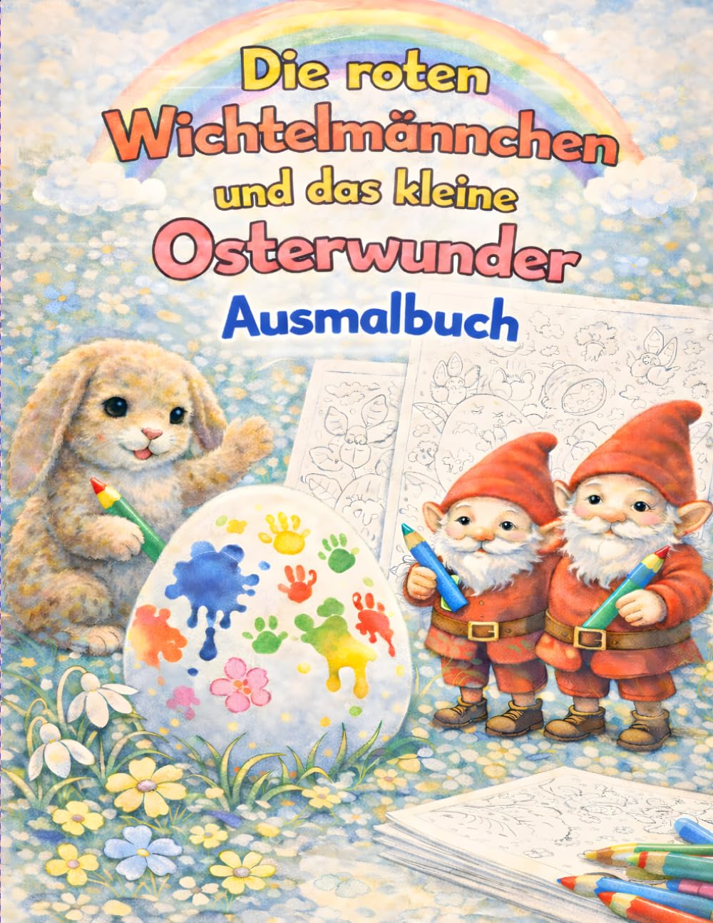 Die roten Wichtelmännchen und das kleine Osterwunder: Ausmalbuch