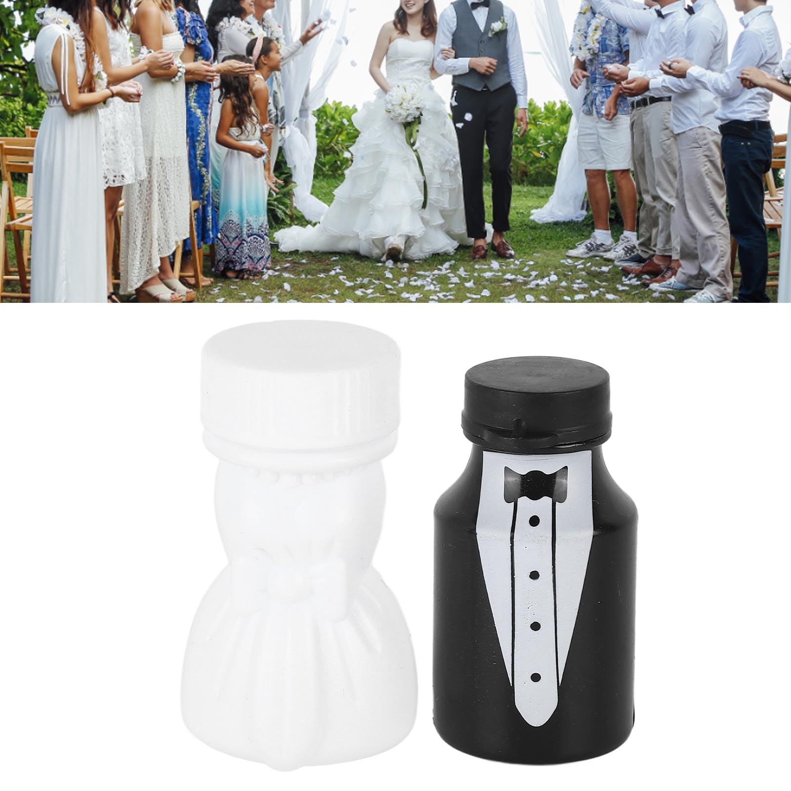 TOPINCN 78 Bottiglie Di Bolle Per Matrimonio A Forma Di Sposa E Sposo Mini Bacchette Per Bolle In Bianco E Nero Per Feste Divertenti Per Anniversario Di