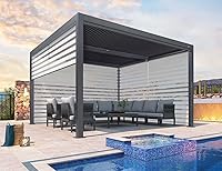 Vista 57 de PURPLE LEAF 94AS - Pérgola pequeña de aluminio compacto de 10 x 12 pies con techo rígido con listones ajustables para patio, cubierta de terraza
