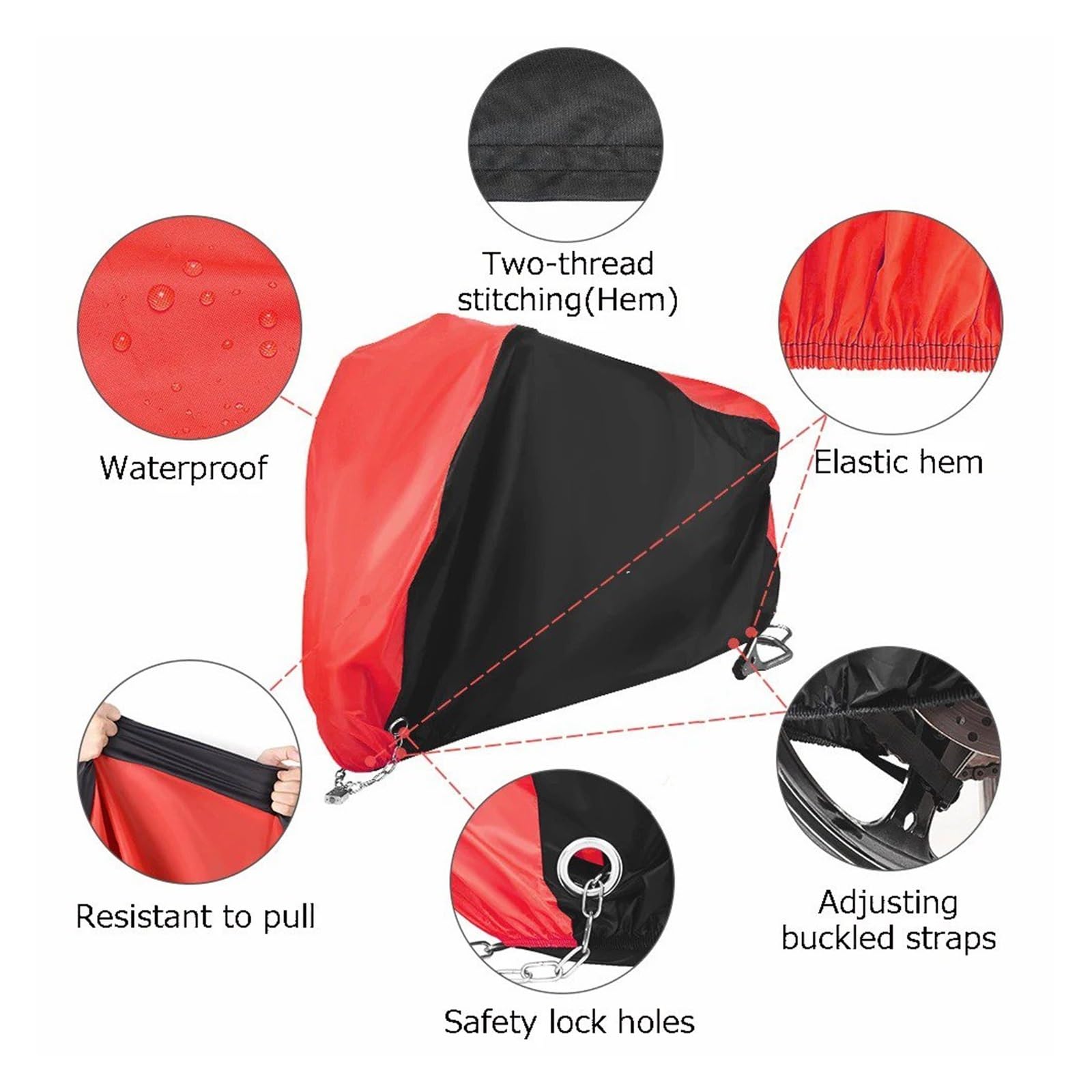 Funda para Motos para Motocicleta Cubierta Protectora UV para Interiores Cubiertas para Exteriores L XL XXL XXXL Motores Rojos Scooter Polvo Nieve(245x105x125cm)