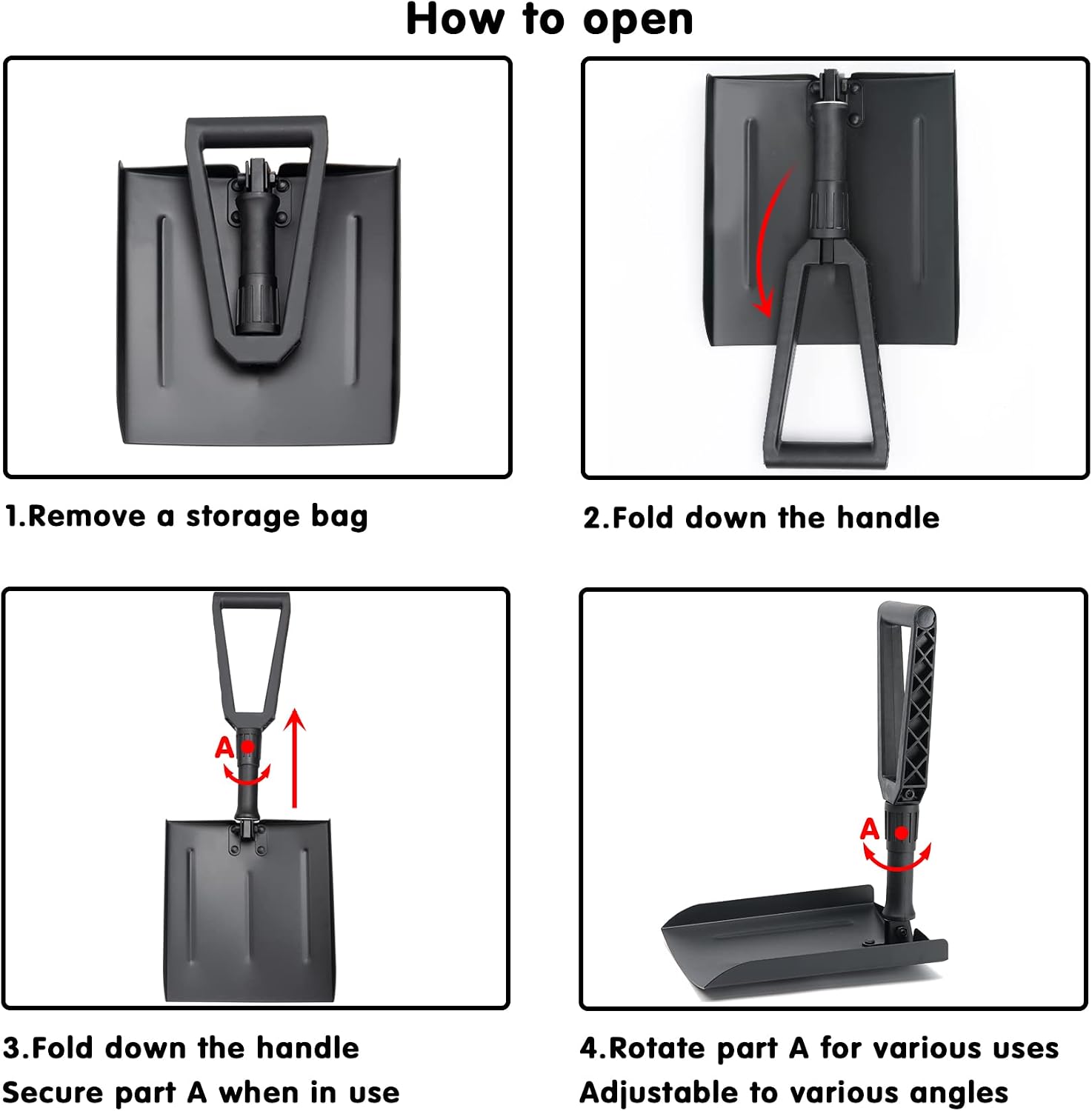 review BAIDE PACK Foldable Snow Shovel with Comfortable D-Grip Handle 13