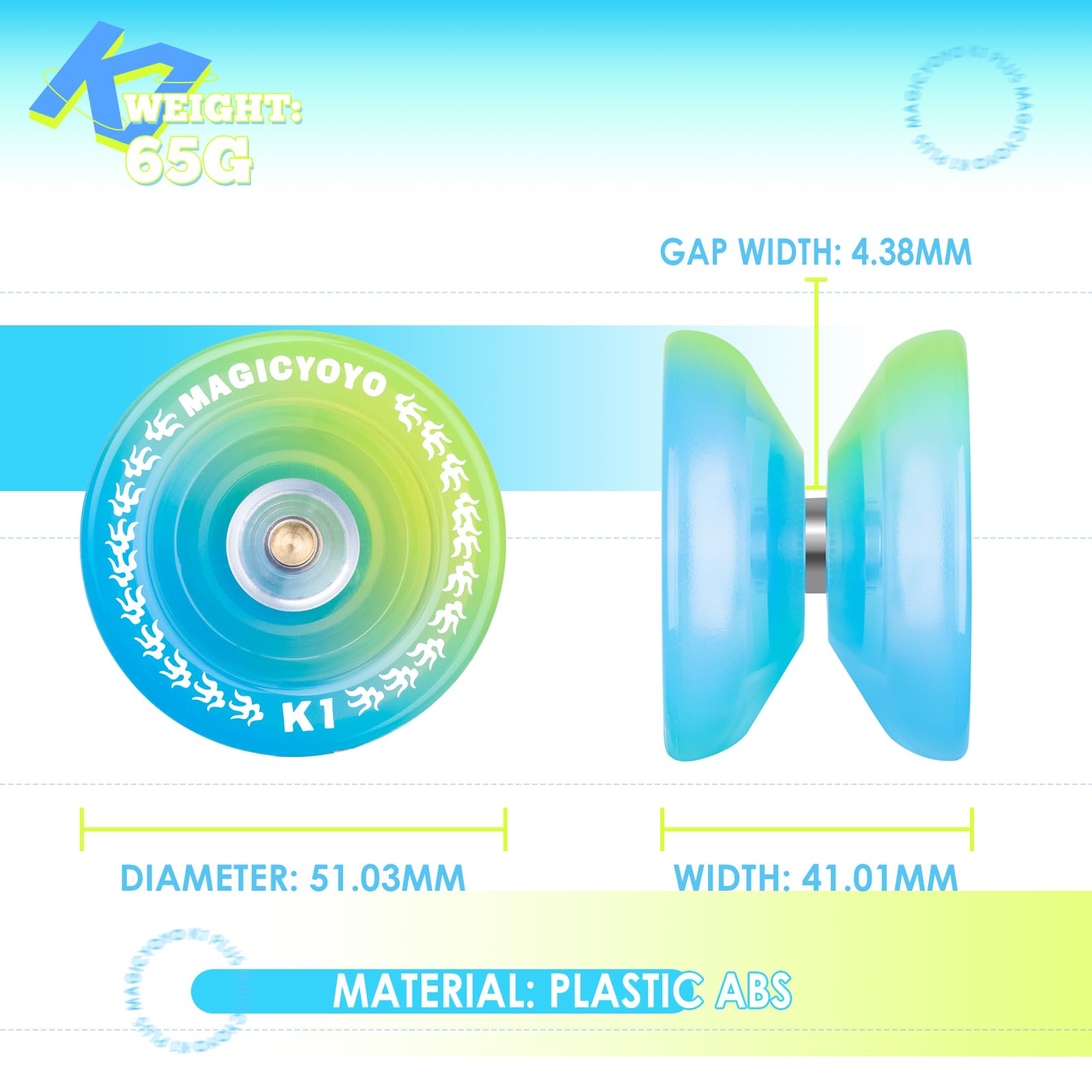 MAGICYOYO K1 Pro Yoyo Réactif Pour Enfants Et Adultes - Bleu Profond + Sac + 12 Cordes + Accessoires